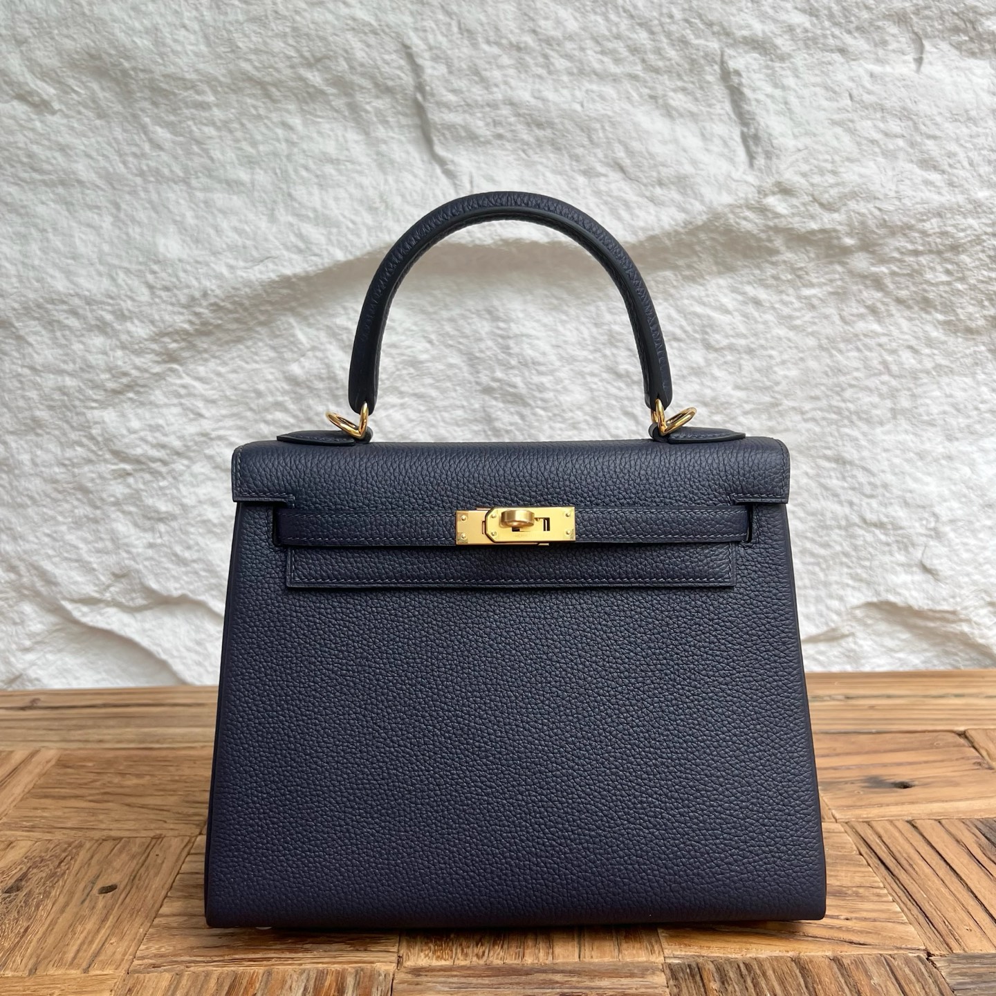 Kelly 25cm Togo original calfskin imported from Germany Color: 2Z Midnight Blue Blue Nuit Fully handmade wax stitching Gold buckle customized✈️