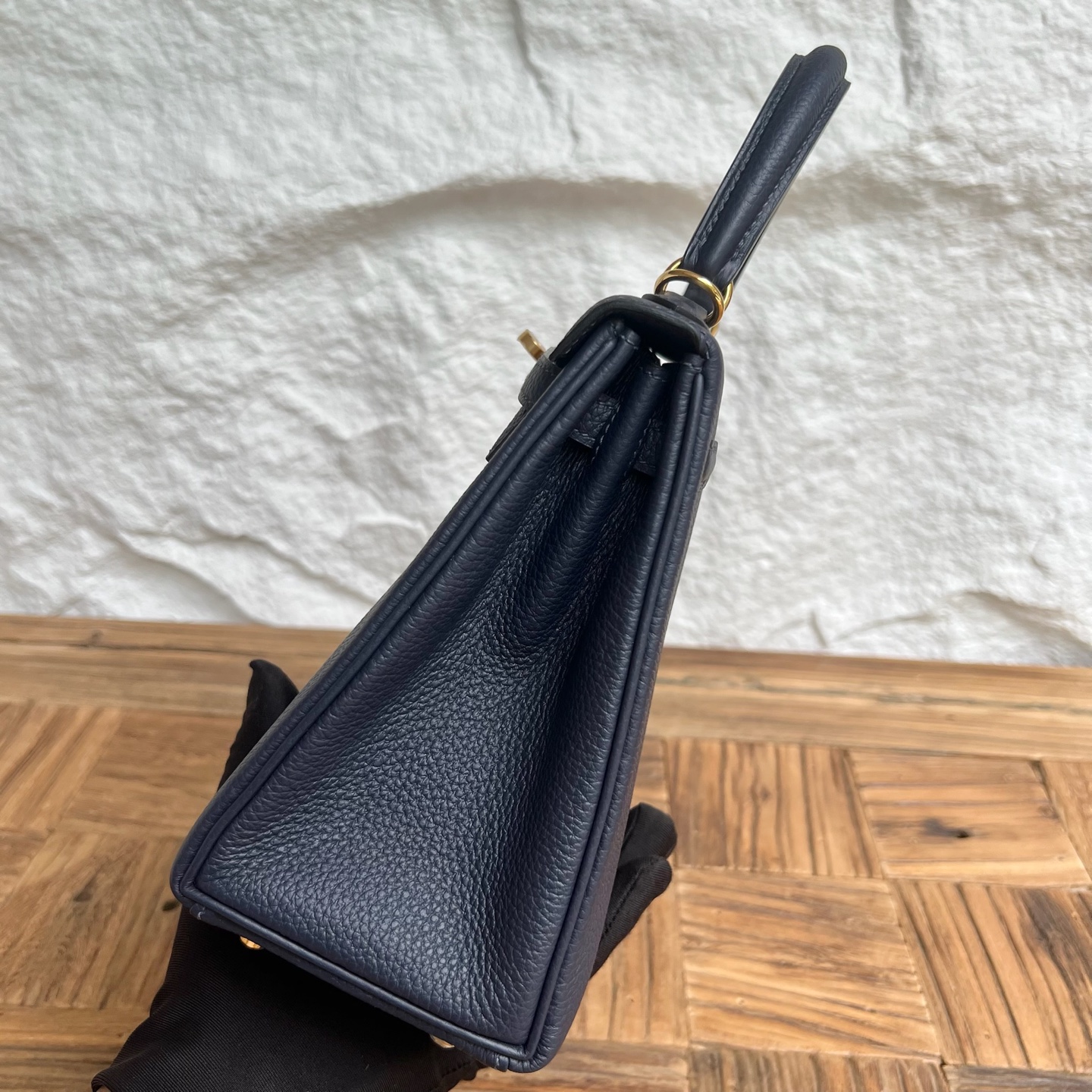 Kelly 25cm Togo original calfskin imported from Germany Color: 2Z Midnight Blue Blue Nuit Fully handmade wax stitching Gold buckle customized✈️ - Image 3