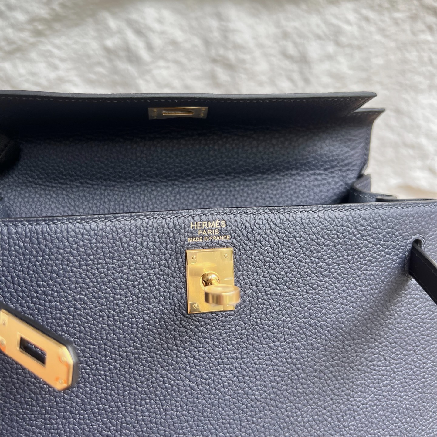 Kelly 25cm Togo original calfskin imported from Germany Color: 2Z Midnight Blue Blue Nuit Fully handmade wax stitching Gold buckle customized✈️ - Image 7