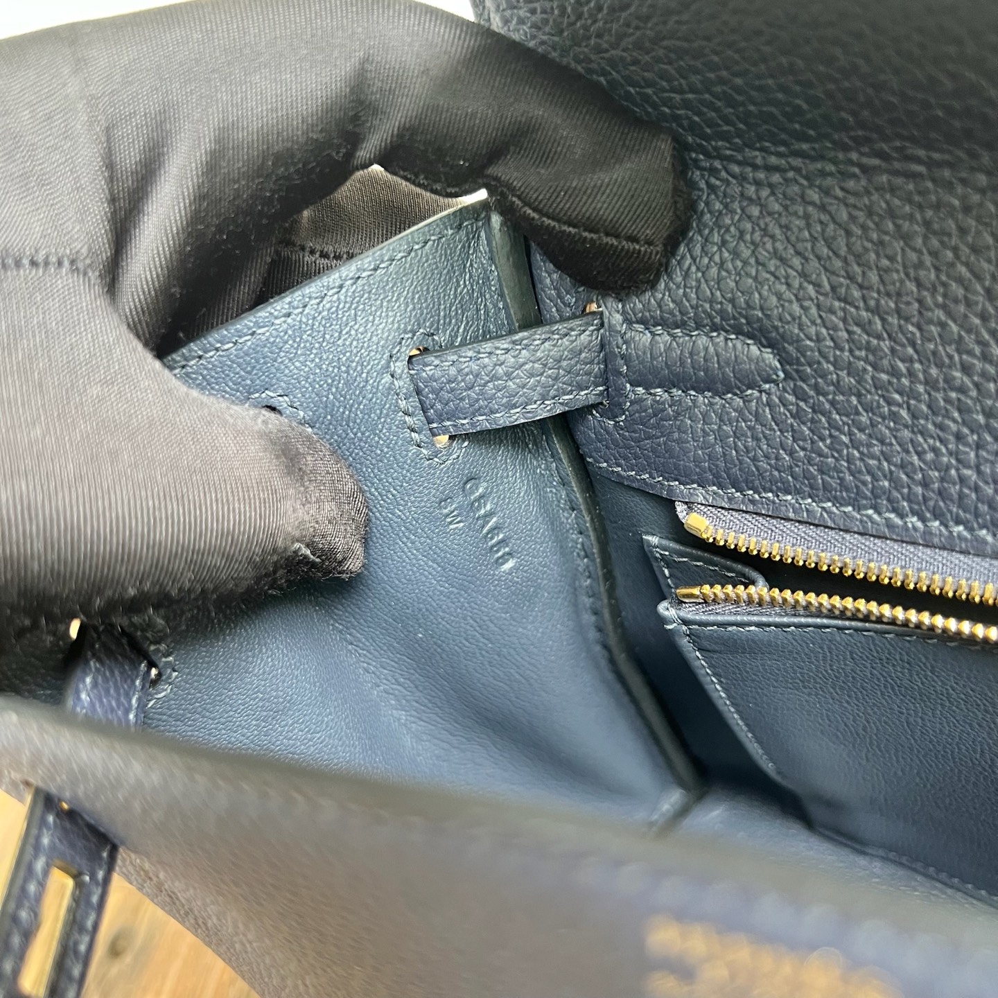 Kelly 25cm Togo original calfskin imported from Germany Color: 2Z Midnight Blue Blue Nuit Fully handmade wax stitching Gold buckle customized✈️ - Image 8