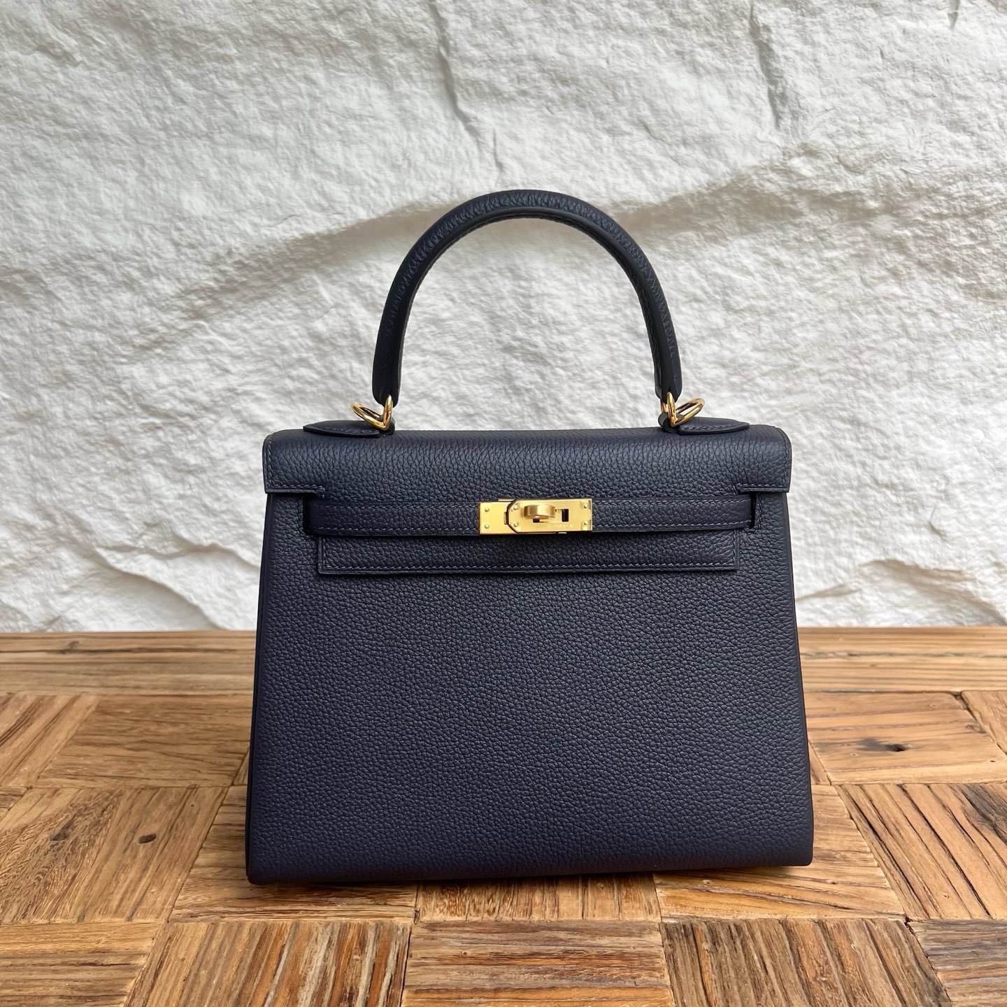 Kelly 25cm Togo original calfskin imported from Germany Color: 2Z Midnight Blue Blue Nuit Fully handmade wax stitching Gold buckle customized✈️ - Image 10