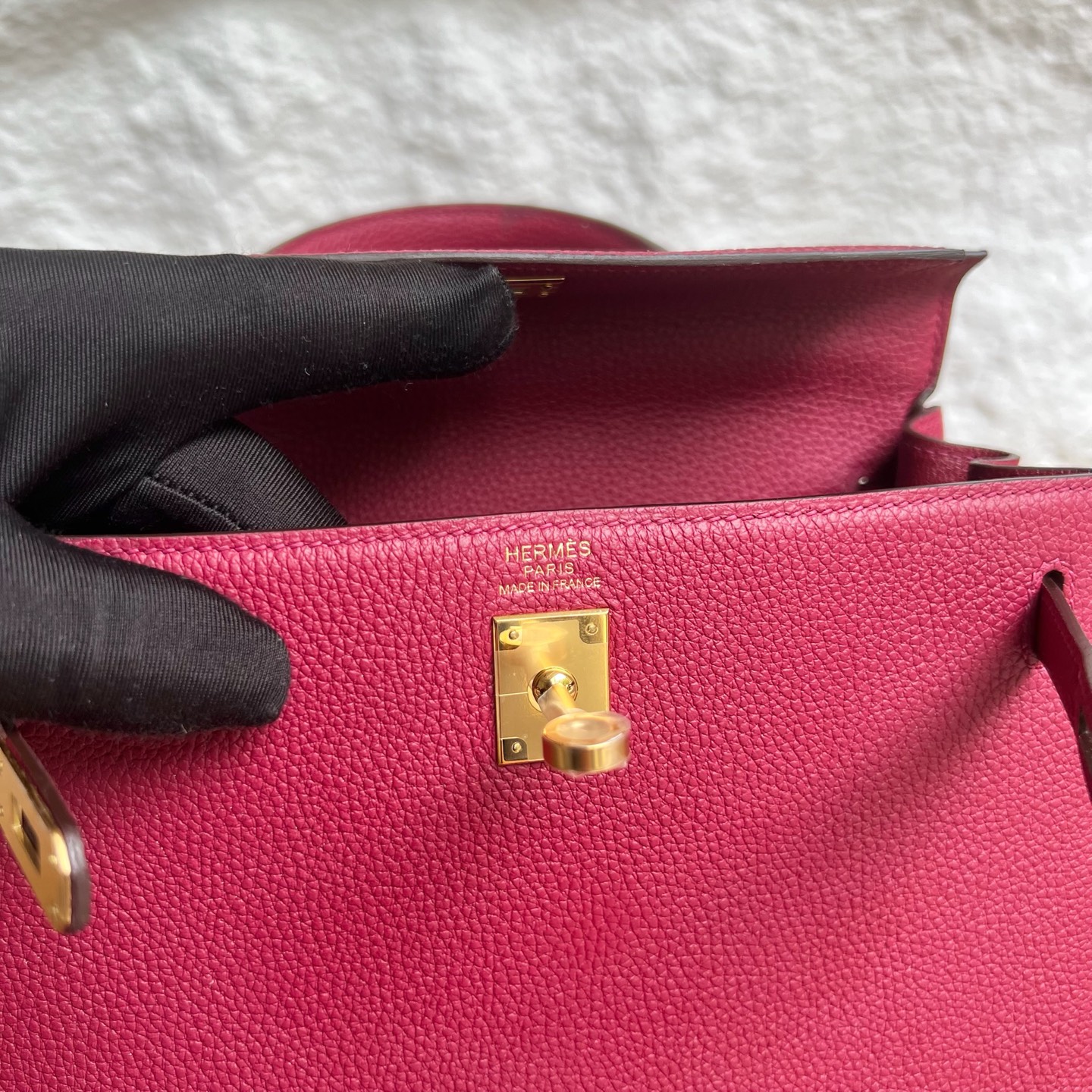 Kelly 25cm Togo original calfskin imported from Germany Color: K1 pomegranate red Fully handmade wax stitching Gold buckle customized✈️ - Image 8