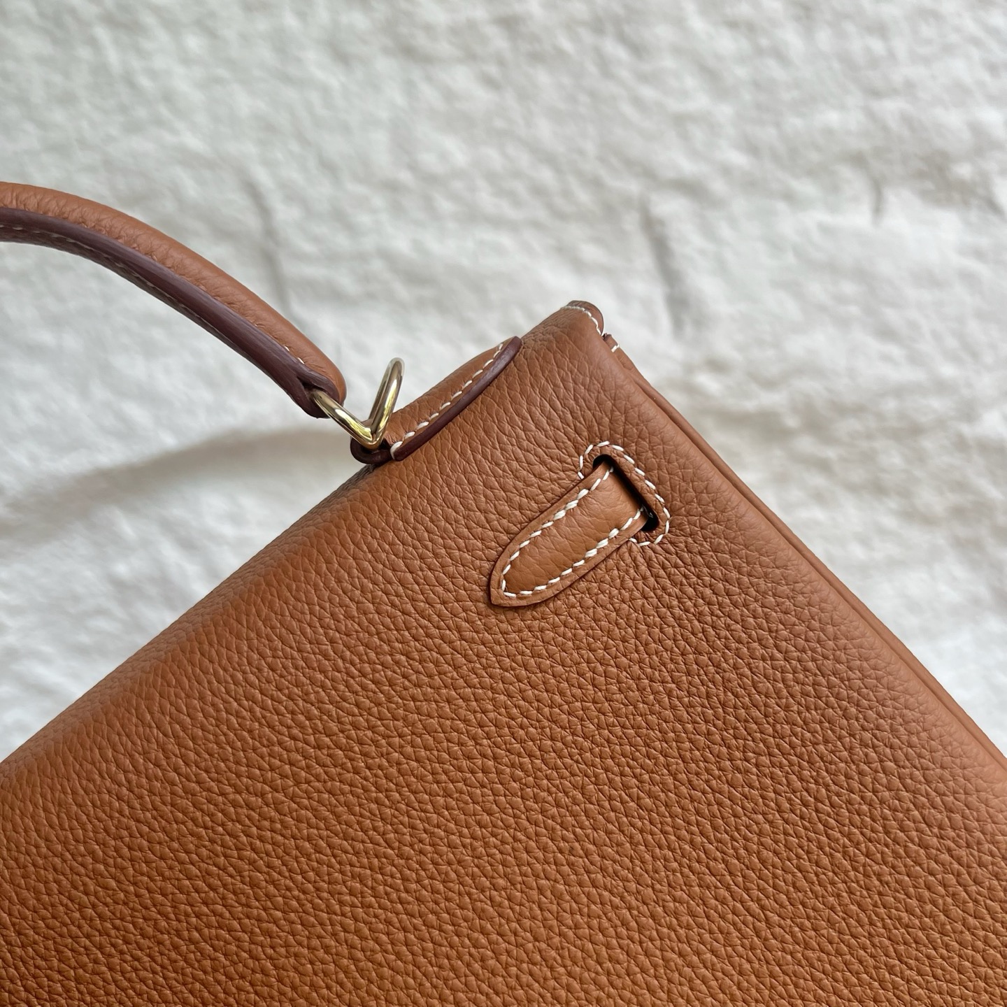 Kelly 25cm Togo original calfskin imported from Germany Color: 37 golden brown Fully handmade wax stitching Light gold buckle customized✈️ - Image 5