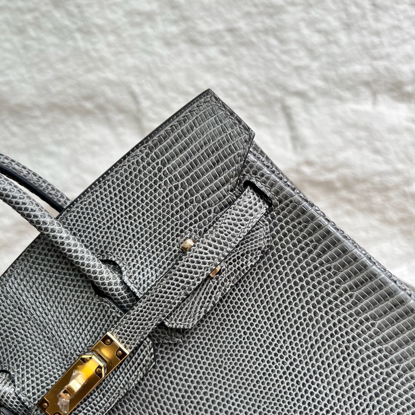 Spot Birkin 25cm Lizard imported glossy lizard skin Color: 82 dark gray Fully handmade wax stitching Ghw Stock - Image 2