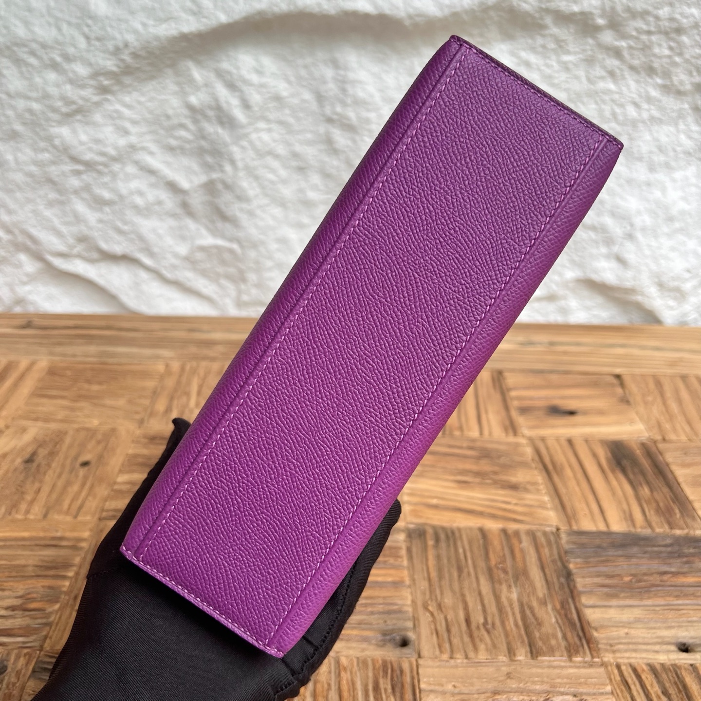 MiniKelly Pochette 22cm Epsom Color: P9 anemone purple Fully handmade wax stitching Silver buckle customized✈️ - Image 9
