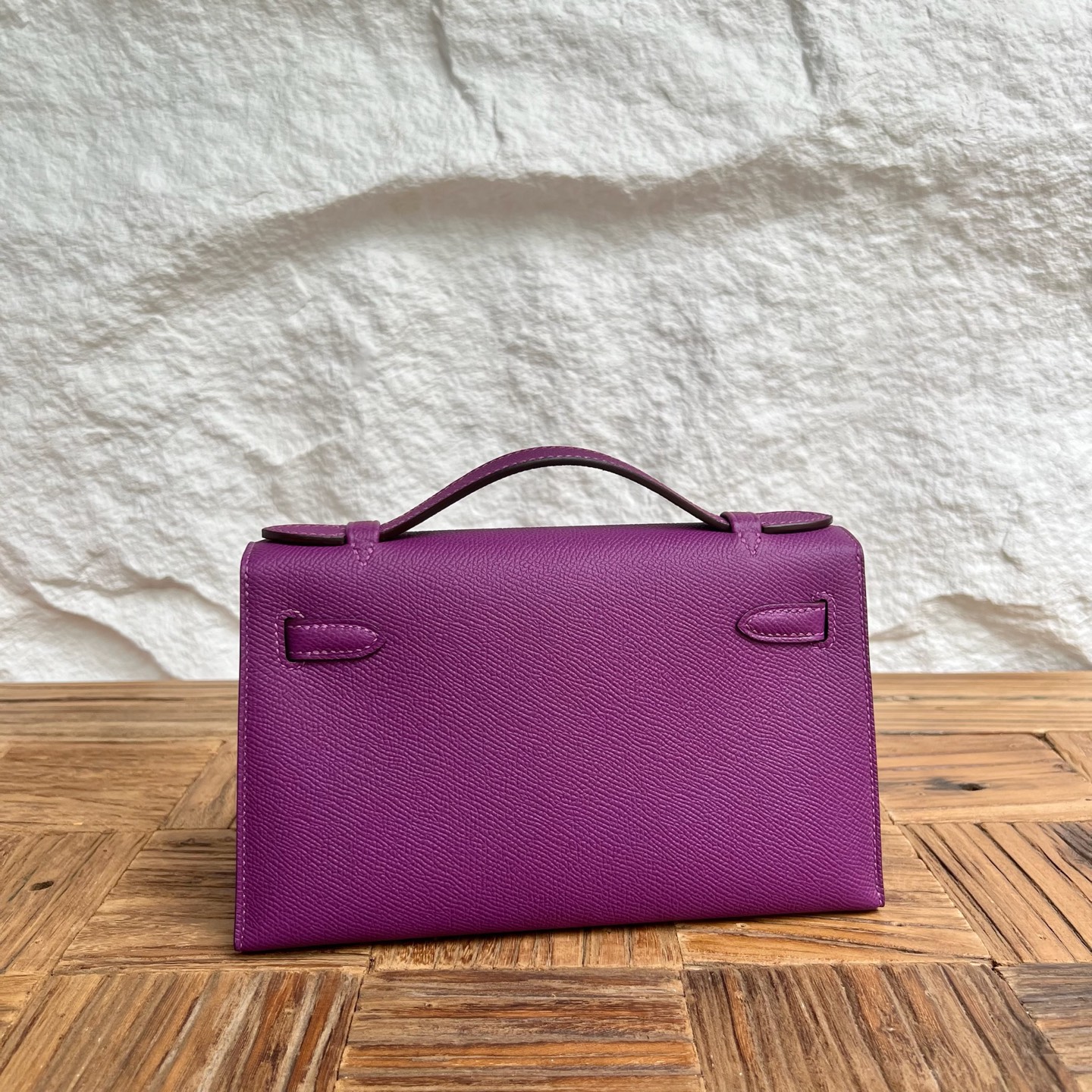 MiniKelly Pochette 22cm Epsom Color: P9 anemone purple Fully handmade wax stitching Silver buckle customized✈️ - Image 11