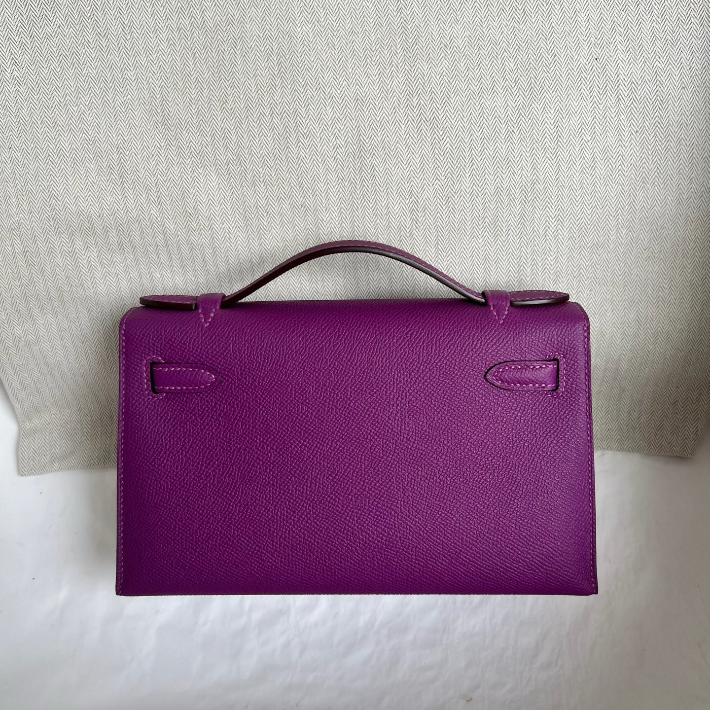 MiniKelly Pochette 22cm Epsom Color: P9 anemone purple Fully handmade wax stitching Silver buckle customized✈️ - Image 13