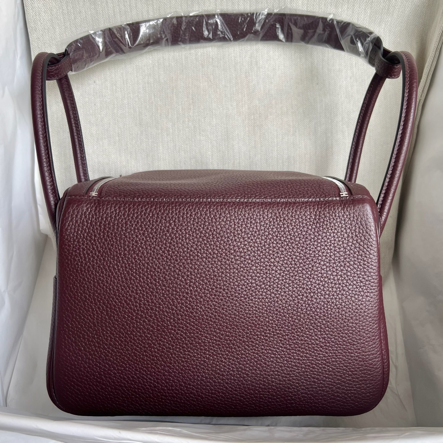 Lindy 26cm Clemence original top tc large cowhide leather Color: 0G saddle red Fully handmade wax stitching Customized✈️ - Image 13