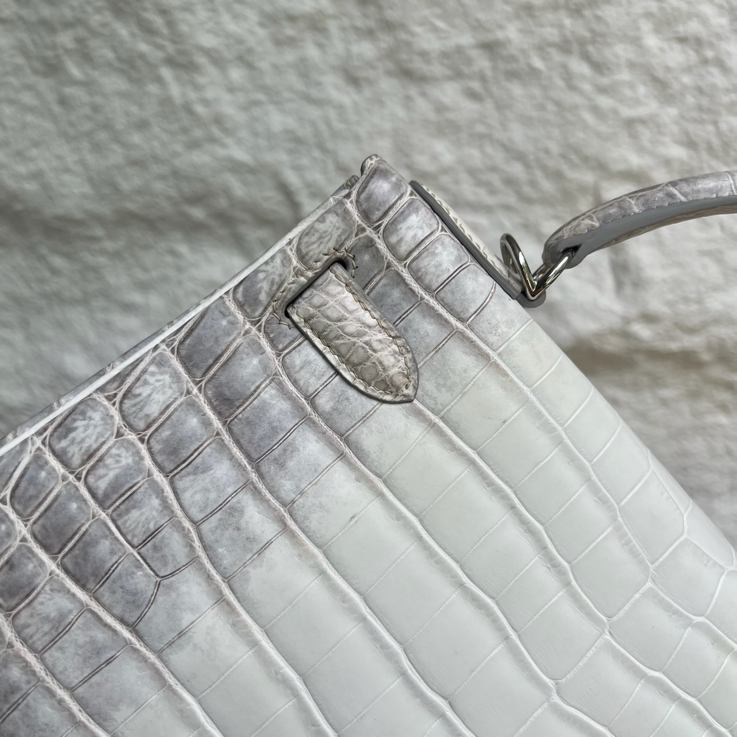 Newly made in stock Kelly 28cm Himalayan Himalayan Original imported Hac crocodile leather Fully handmade wax stitching Silver buckle Stock - Image 5