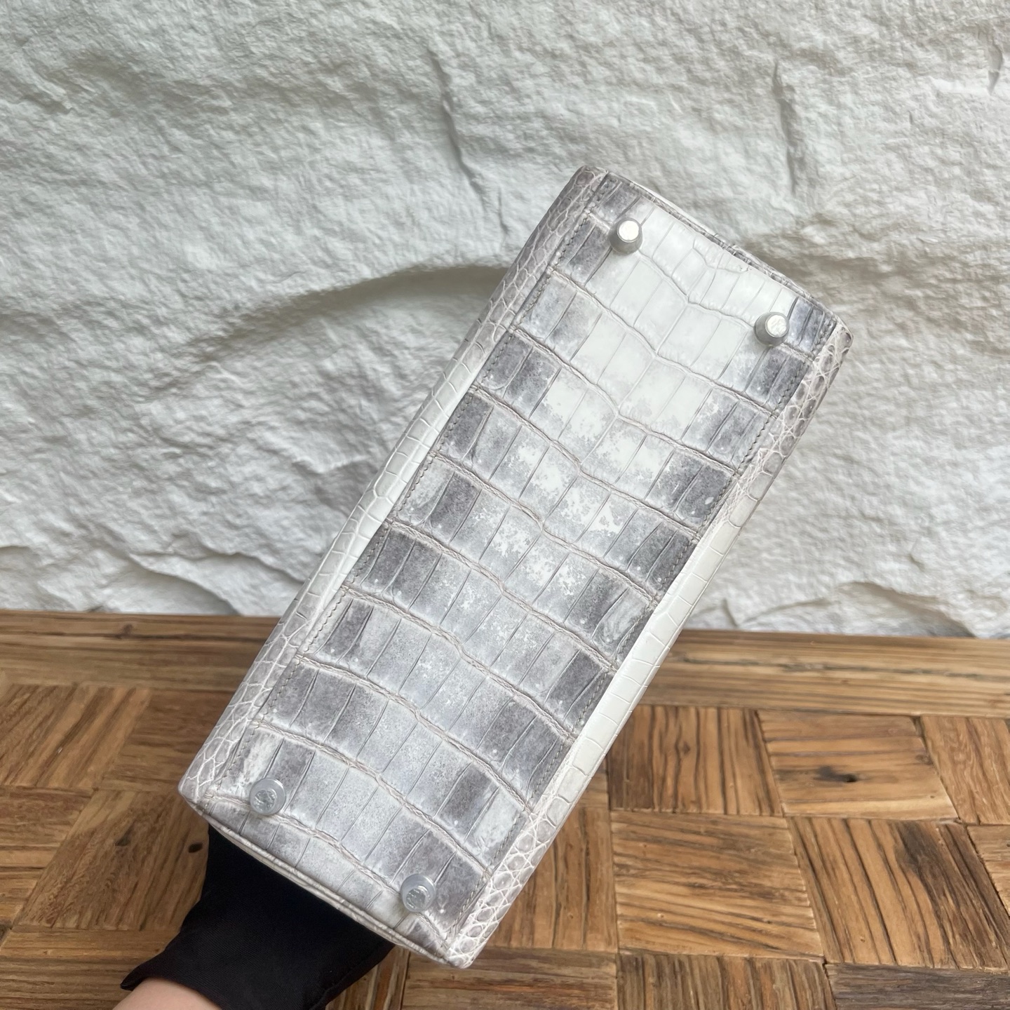 Newly made in stock Kelly 28cm Himalayan Himalayan Original imported Hac crocodile leather Fully handmade wax stitching Silver buckle Stock - Image 9