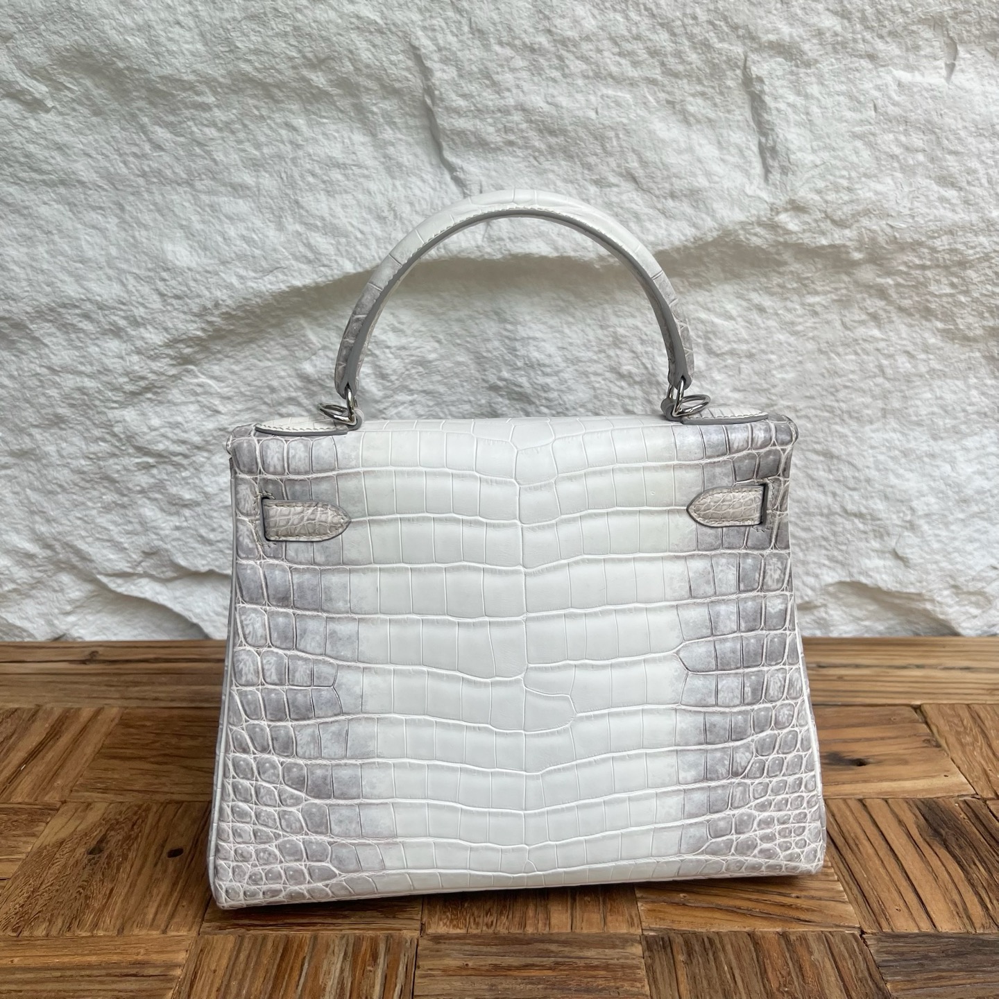 Newly made in stock Kelly 28cm Himalayan Himalayan Original imported Hac crocodile leather Fully handmade wax stitching Silver buckle Stock - Image 11