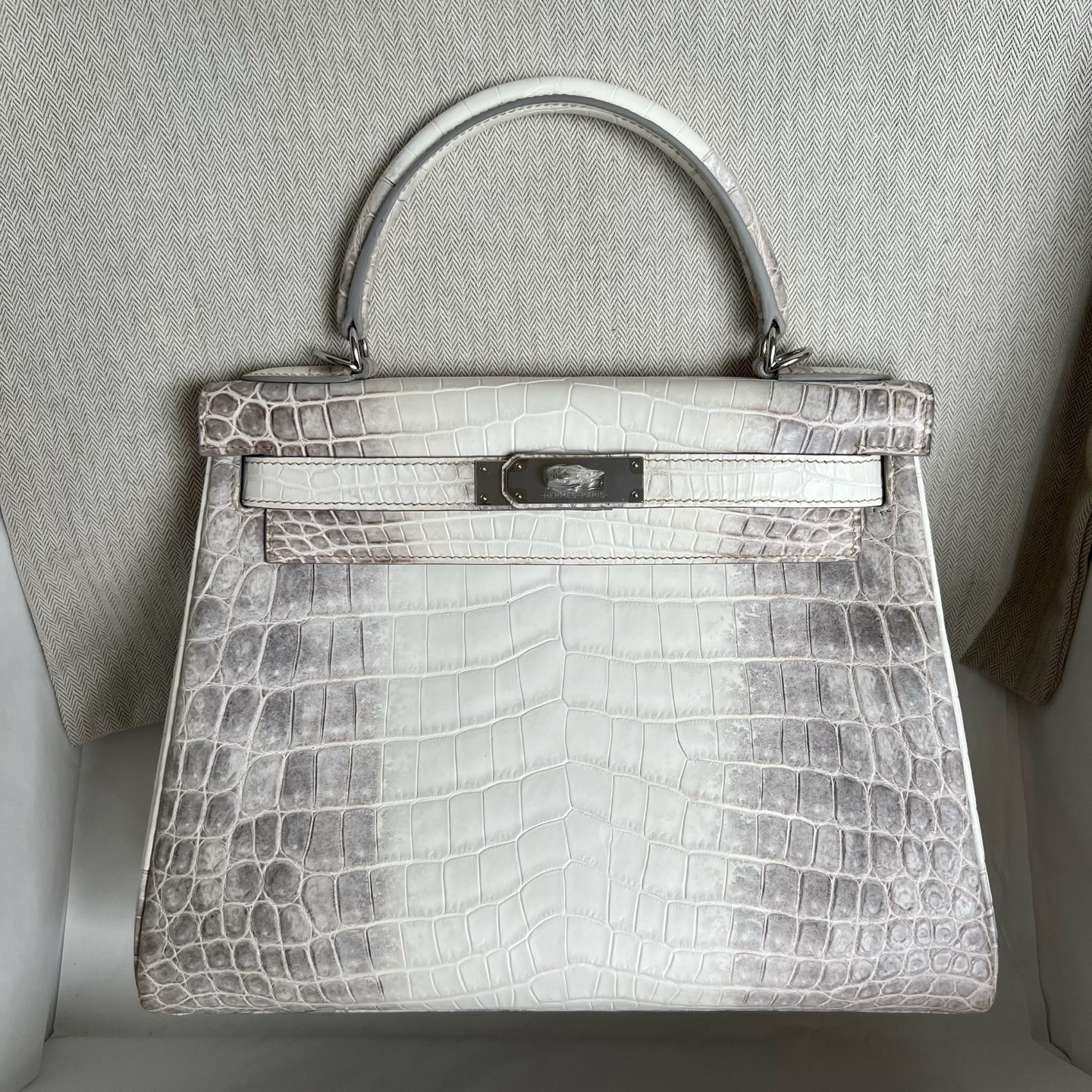 Newly made in stock Kelly 28cm Himalayan Himalayan Original imported Hac crocodile leather Fully handmade wax stitching Silver buckle Stock - Image 12