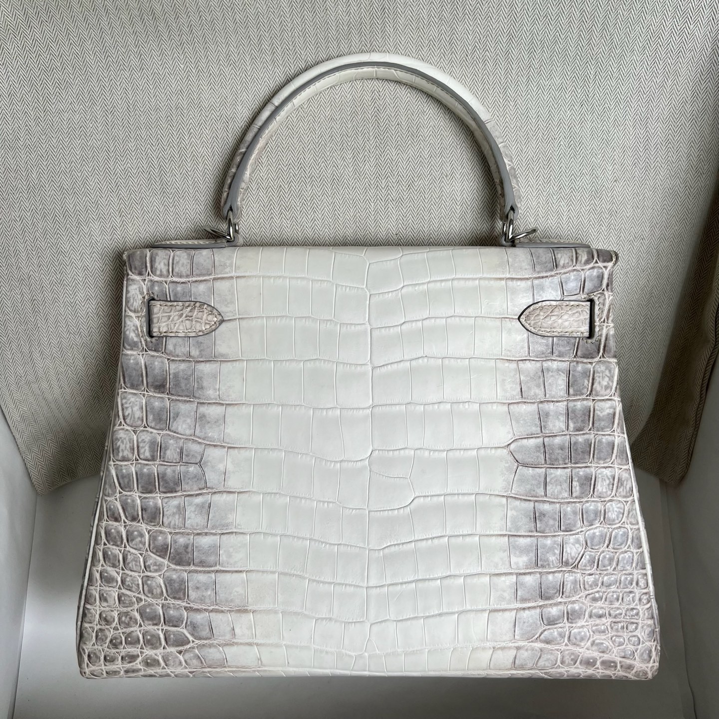 Newly made in stock Kelly 28cm Himalayan Himalayan Original imported Hac crocodile leather Fully handmade wax stitching Silver buckle Stock - Image 13