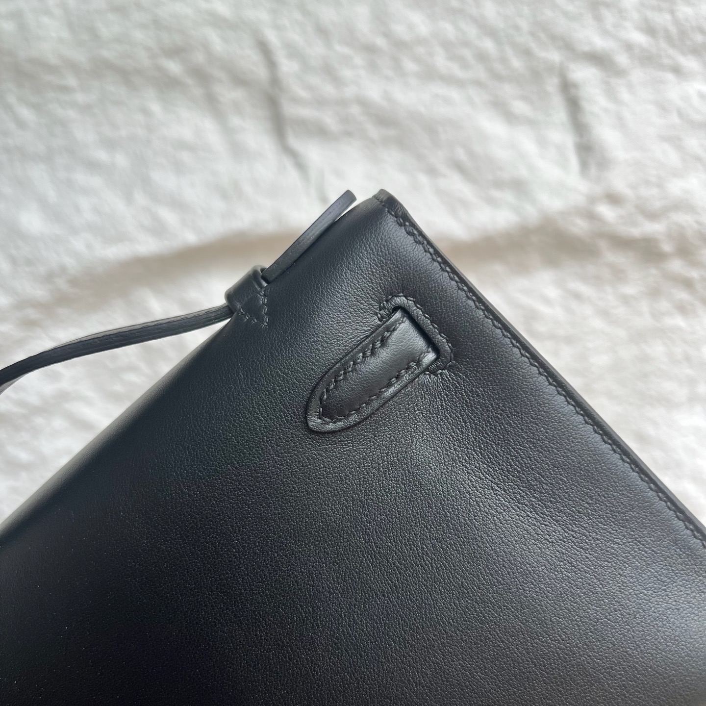 MiniKelly Pochette 22cm Swift Color: Ck89 black Noir Fully handmade wax stitching Rose gold buckle customized✈️ - Image 5