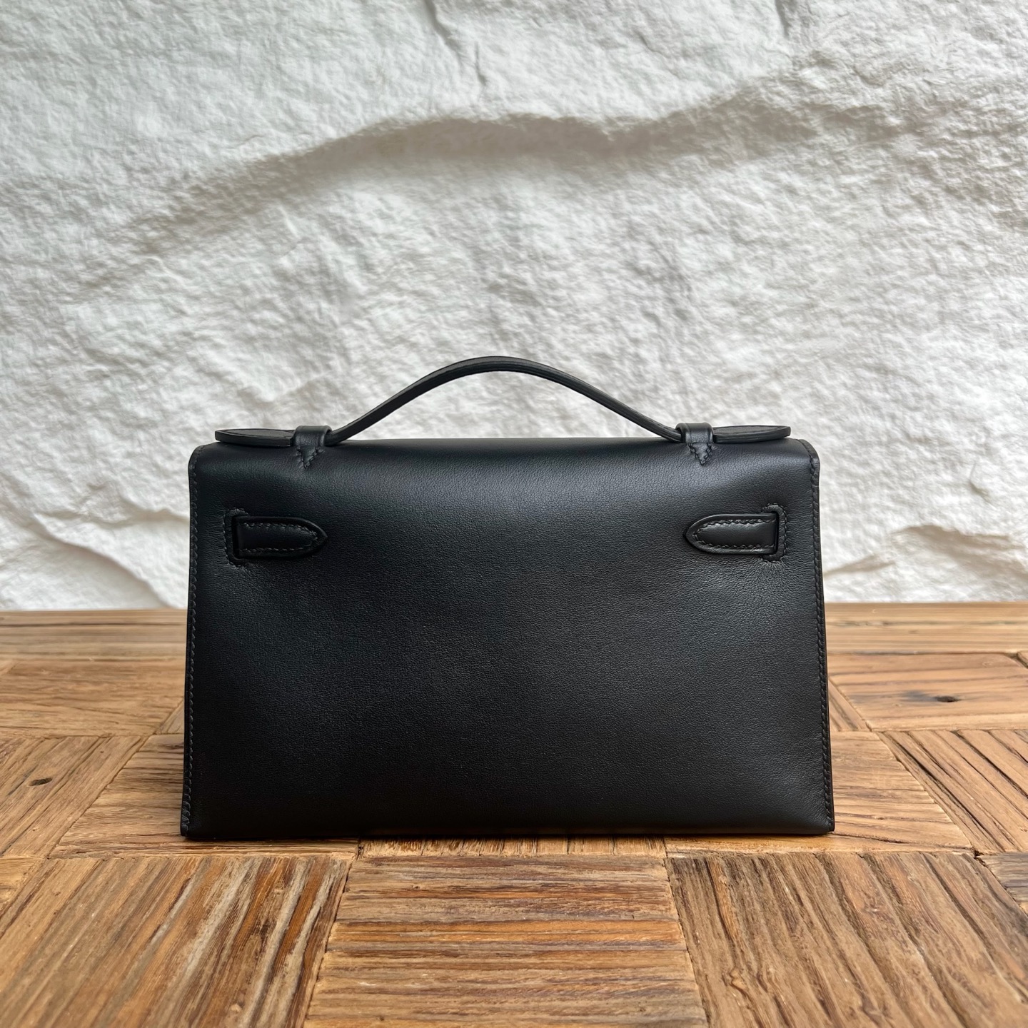 MiniKelly Pochette 22cm Swift Color: Ck89 black Noir Fully handmade wax stitching Rose gold buckle customized✈️ - Image 10