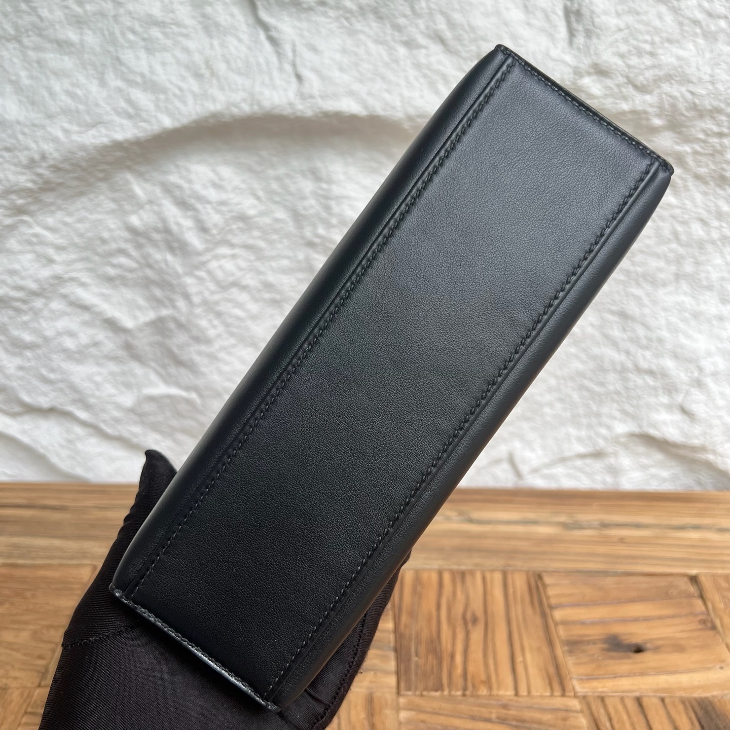 MiniKelly Pochette 22cm Swift Color: Ck89 black Noir Fully handmade wax stitching Rose gold buckle customized✈️ - Image 11