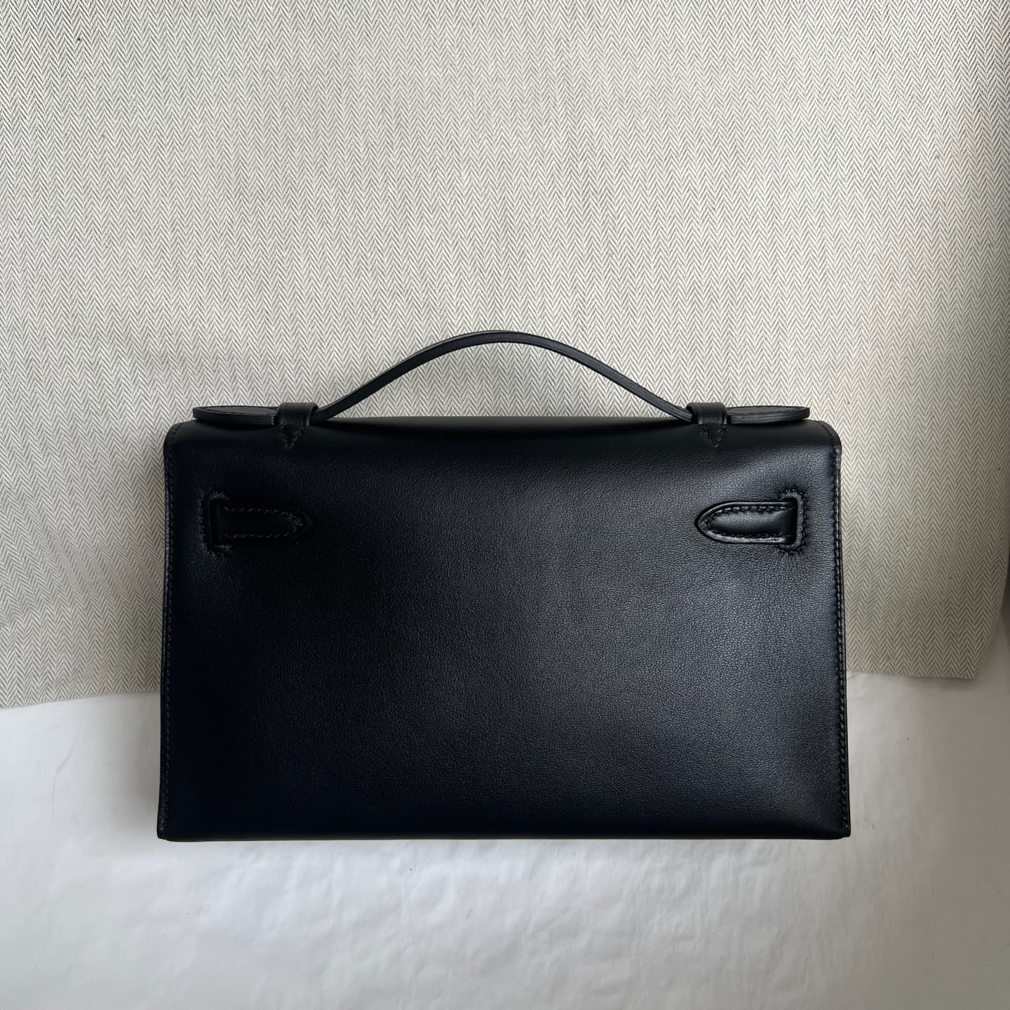 MiniKelly Pochette 22cm Swift Color: Ck89 black Noir Fully handmade wax stitching Rose gold buckle customized✈️ - Image 13