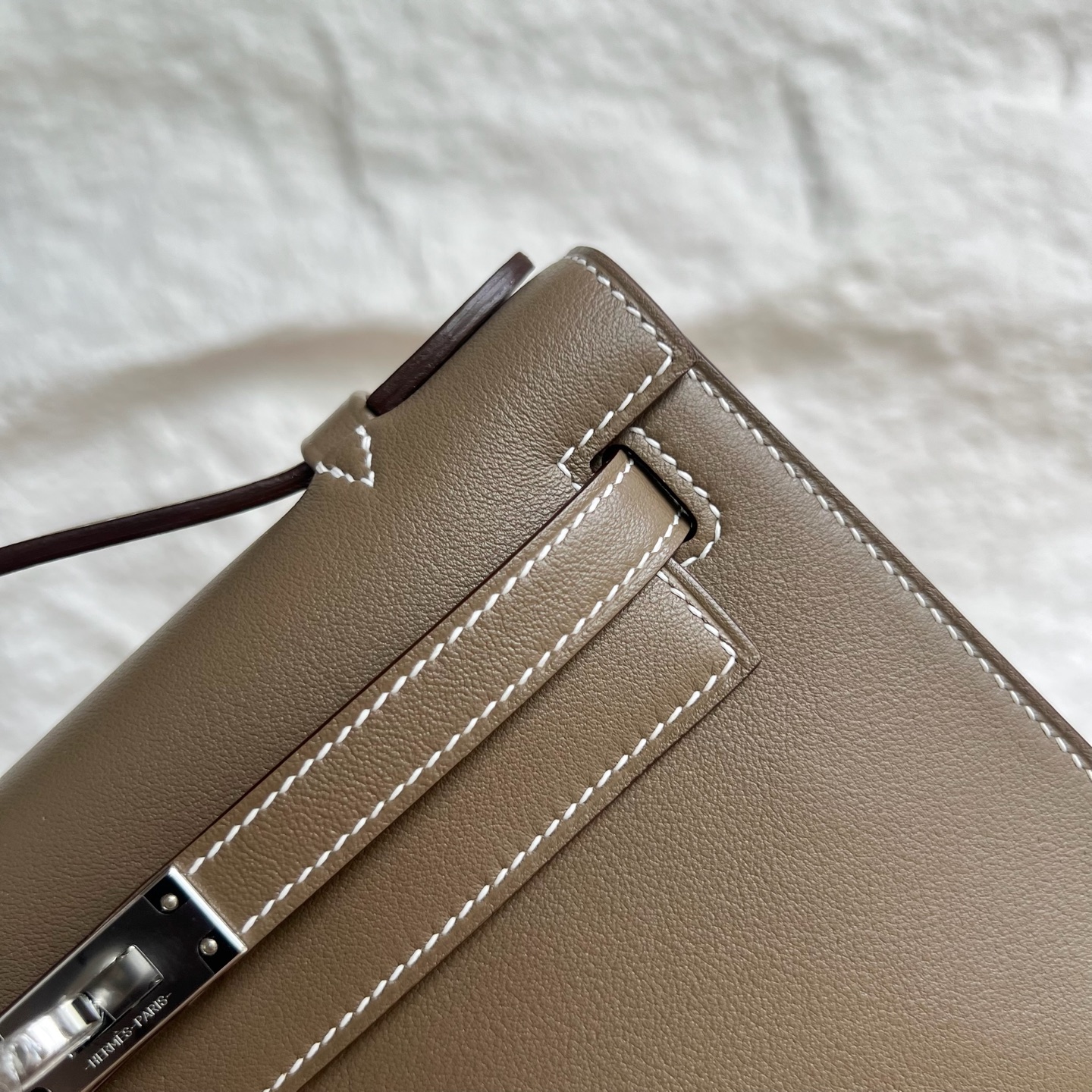 Mini Kelly Pochette 22cm Swift Color: Ck18 Elephant Gray Etoupe Phw Top craftsmanship, fully handmade wax thread sewing Silver buckle customized✈️ - Image 2