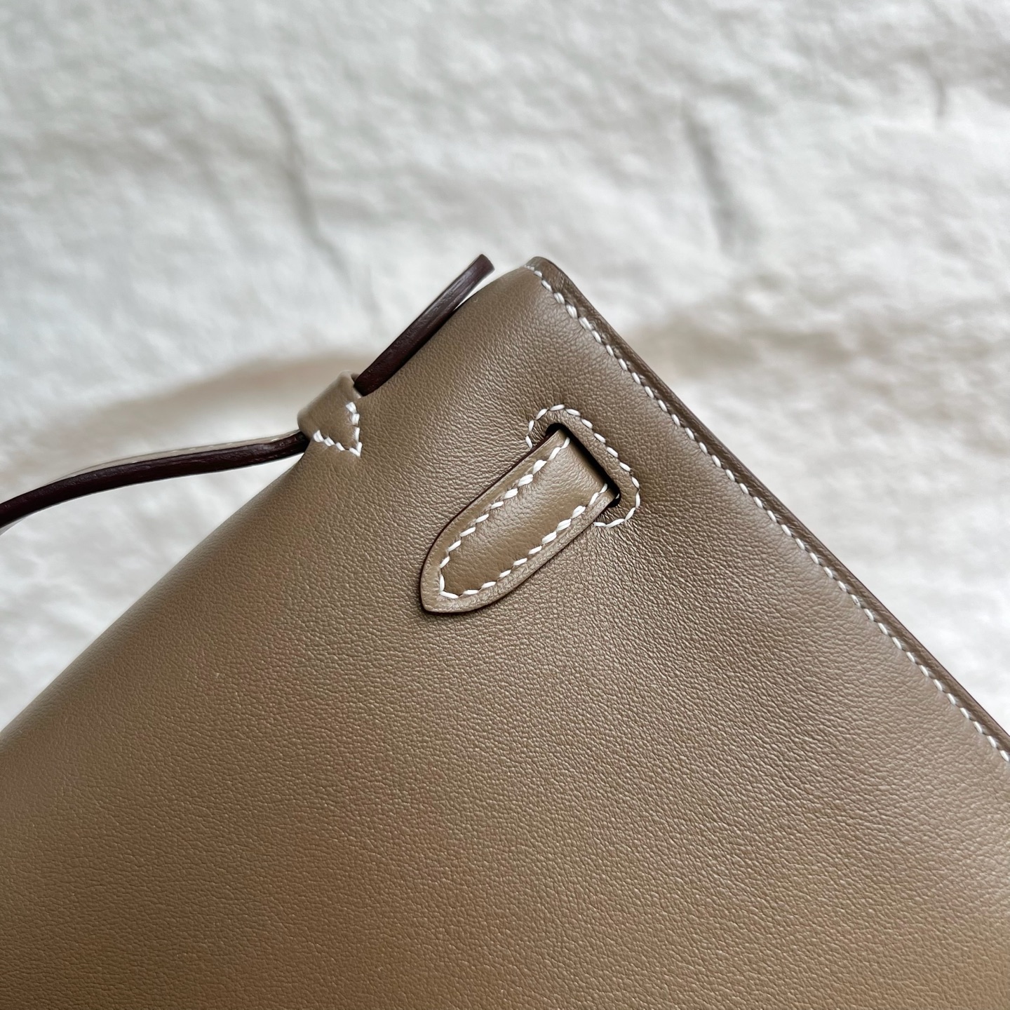 Mini Kelly Pochette 22cm Swift Color: Ck18 Elephant Gray Etoupe Phw Top craftsmanship, fully handmade wax thread sewing Silver buckle customized✈️ - Image 5