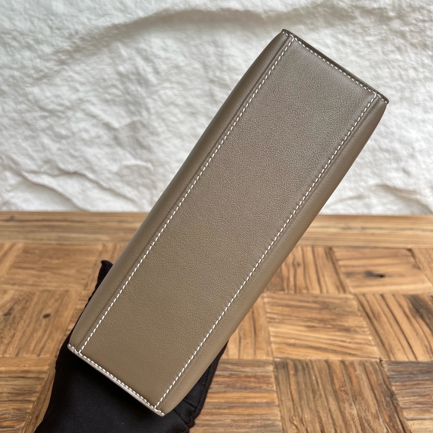 Mini Kelly Pochette 22cm Swift Color: Ck18 Elephant Gray Etoupe Phw Top craftsmanship, fully handmade wax thread sewing Silver buckle customized✈️ - Image 9