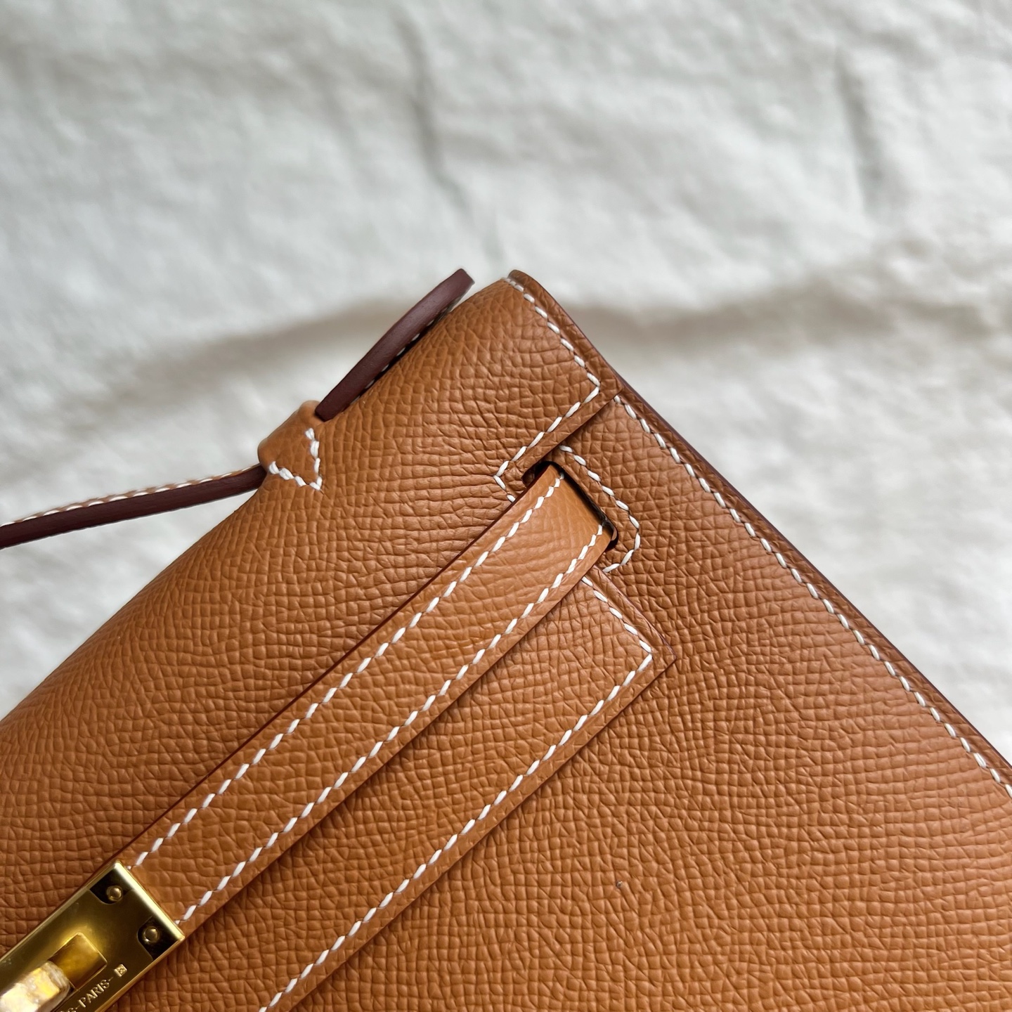 Spot Mini Kelly Pochette 22cm Epsom Color: 37 golden brown Gold Fully handmade wax stitching Ghw Stock - Image 2