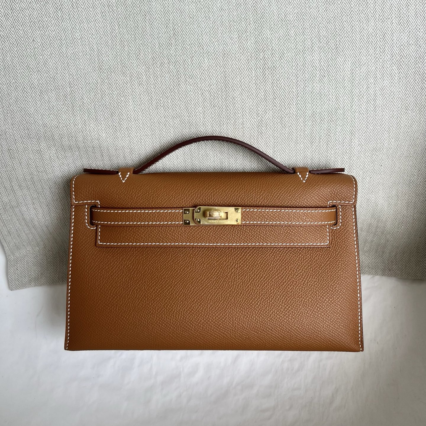 Spot Mini Kelly Pochette 22cm Epsom Color: 37 golden brown Gold Fully handmade wax stitching Ghw Stock - Image 12