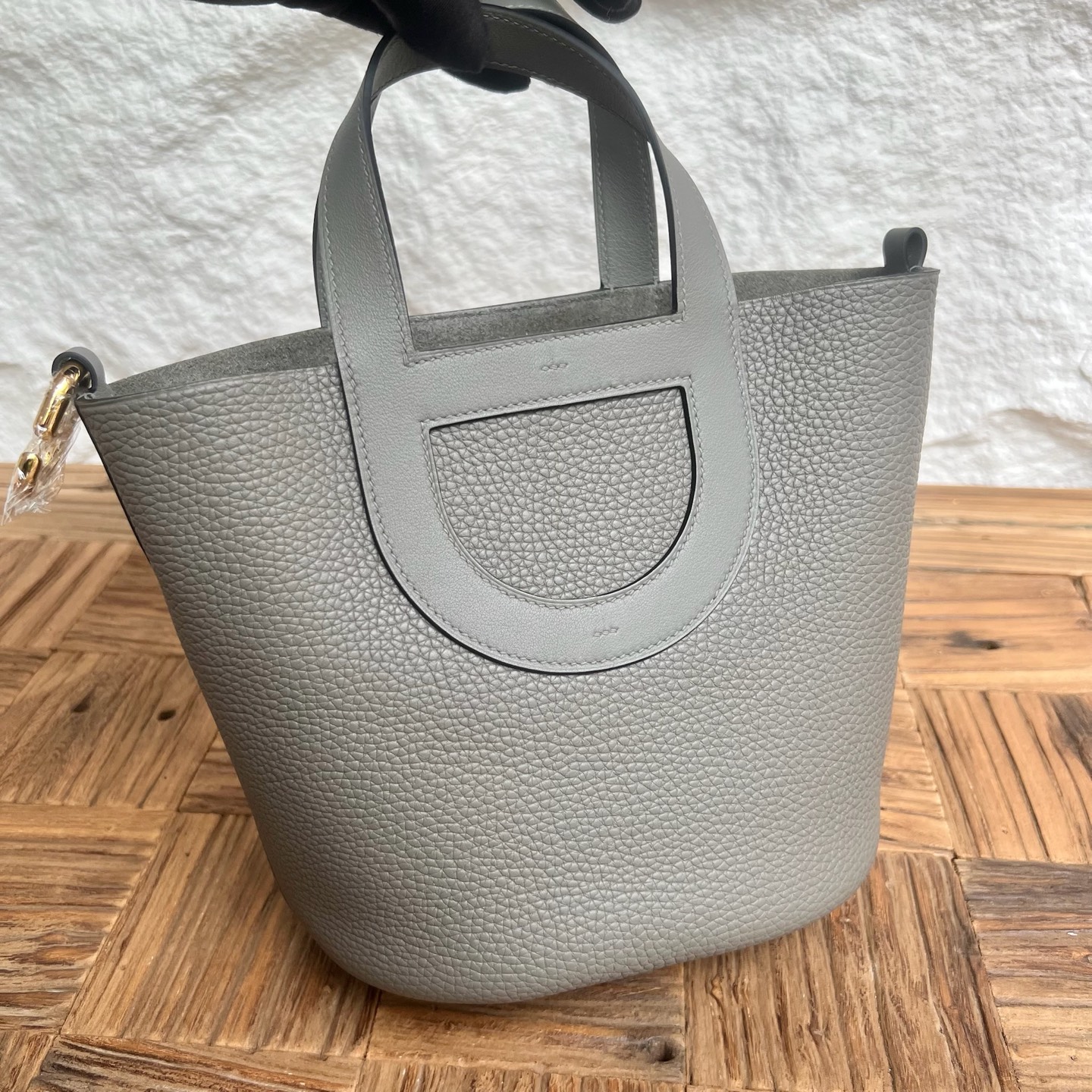 In The Loop Pig Nose Vegetable Basket 18cm Clemence/Swift Color: 0L cumulonimbus gray Fully handmade wax stitching Ghw customized✈️ - Image 2