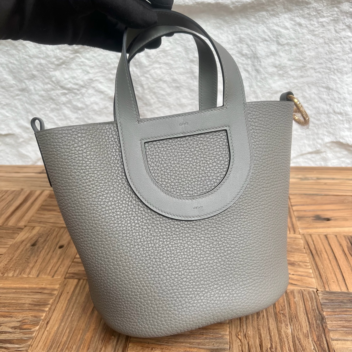 In The Loop Pig Nose Vegetable Basket 18cm Clemence/Swift Color: 0L cumulonimbus gray Fully handmade wax stitching Ghw customized✈️ - Image 11