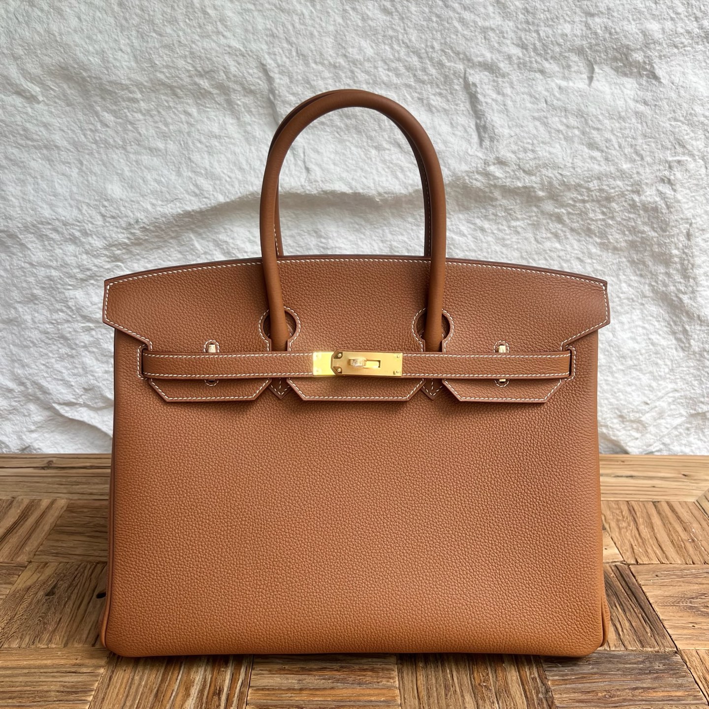 Birkin 35cm Togo original imported German calfskin Color: CC37 golden brown Gold Fully handmade wax thread sewing Gold buckle customized✈️
