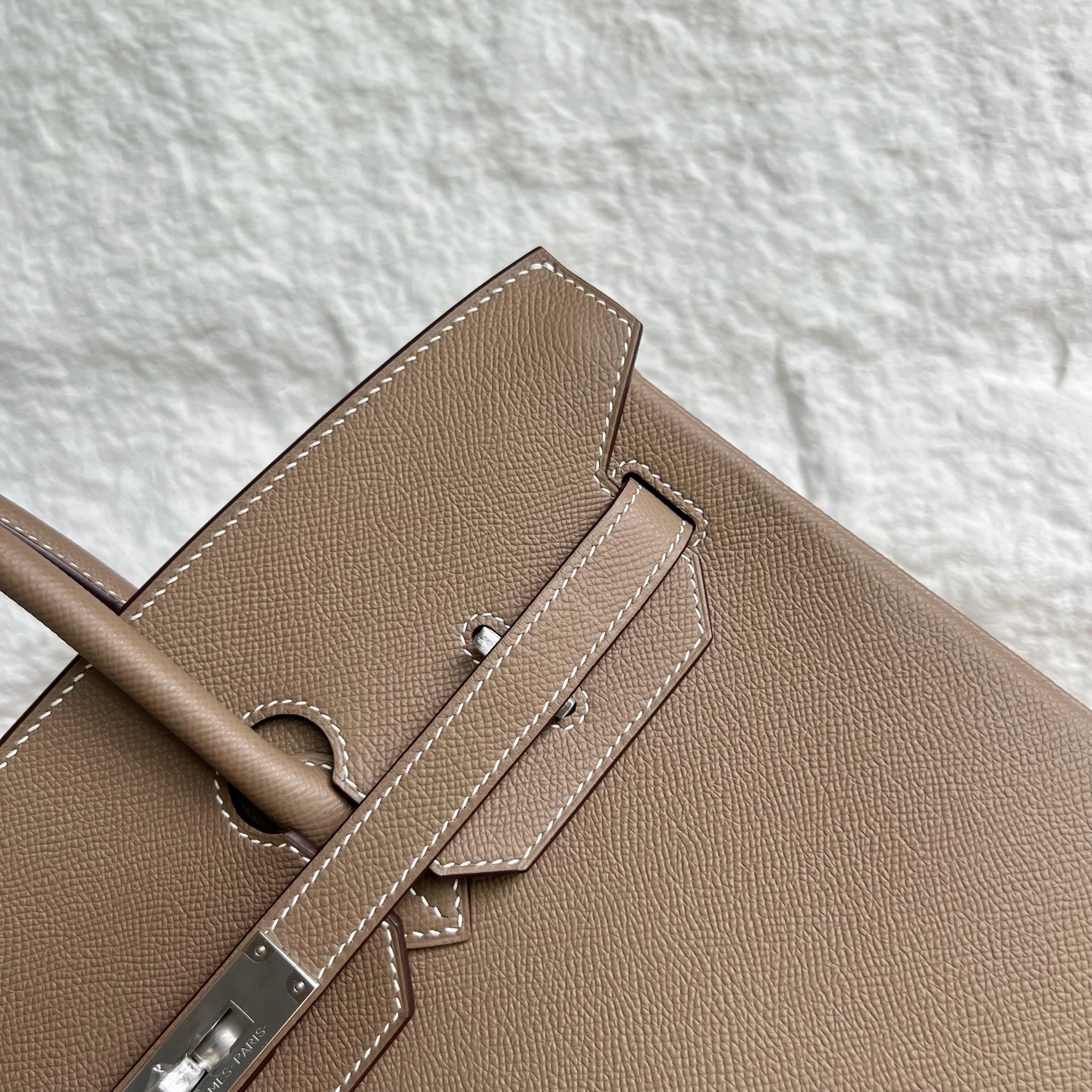 Birkin 35cm Epsom Color: Ck18 elephant gray Etoupe fully handmade wax stitching Silver buckle customized✈️ - Image 2
