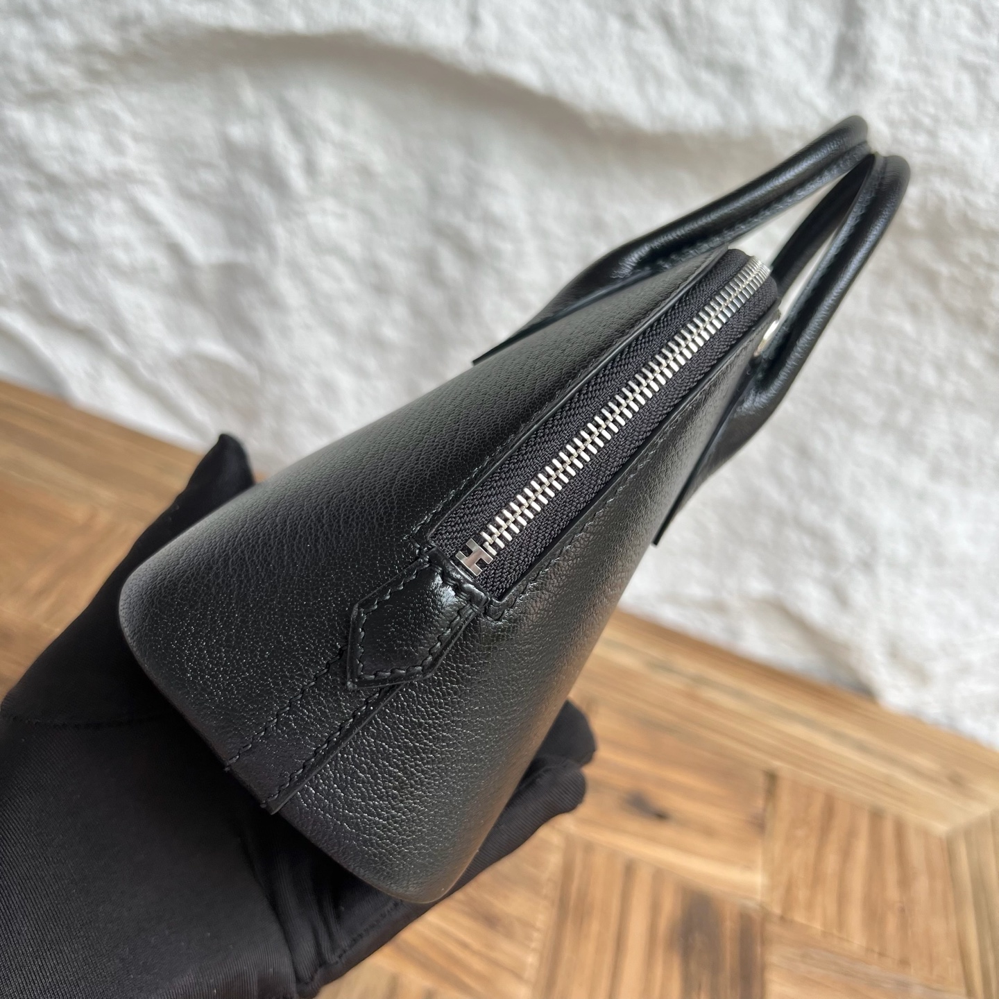 Newly made in stock Mini Bolide 20cm Chever Color: Ck89 black Noir fully handmade wax thread sewing Silver buckle Stock - Image 8