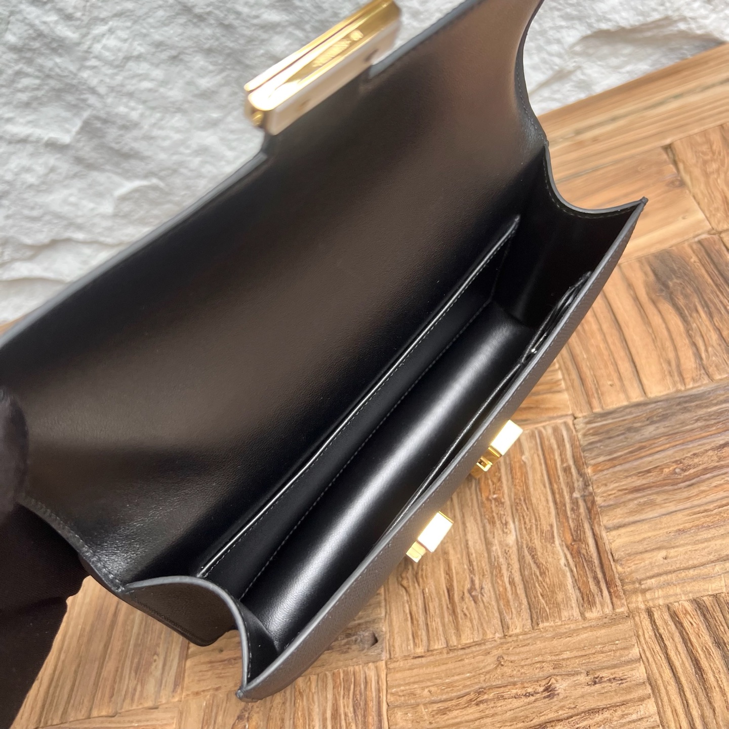 Constance elan 23cm🪞Mirror style Epsom Color: CC89 black Noir fully handmade wax thread sewing Ghw Stock - Image 5