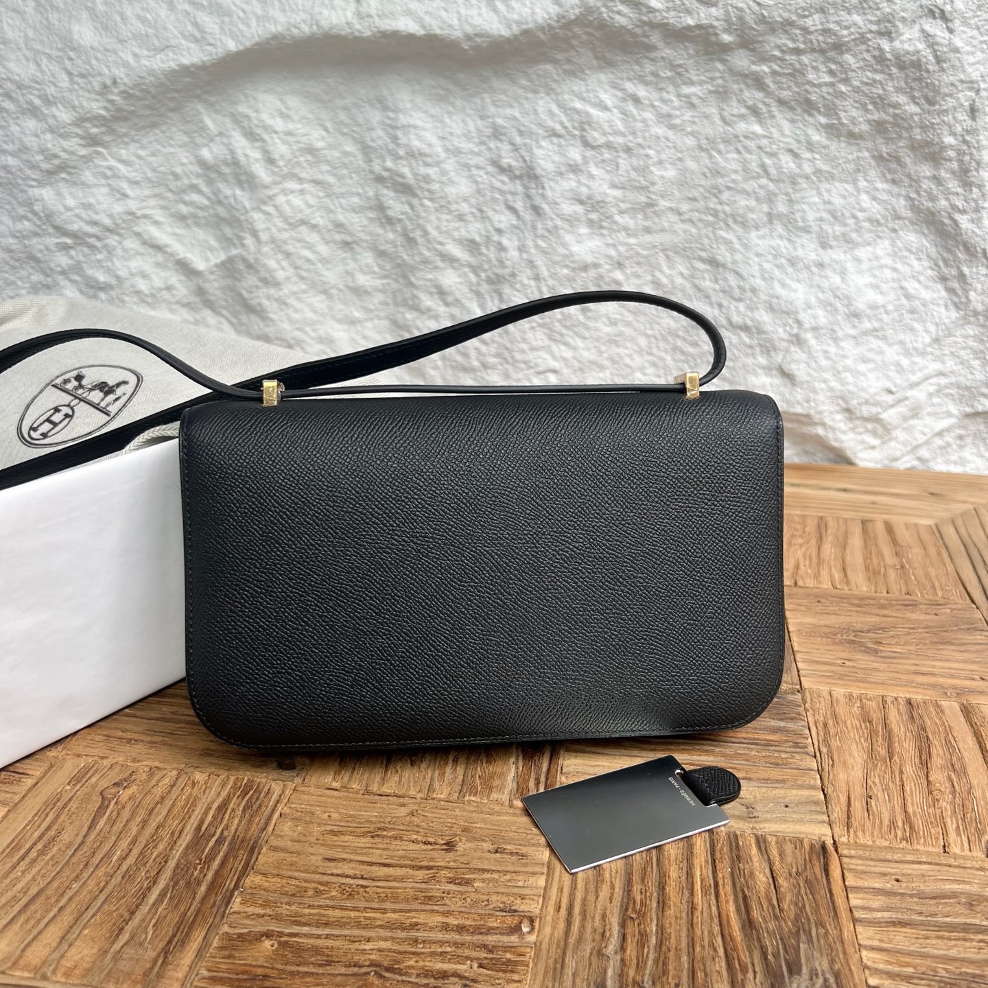 Constance elan 23cm🪞Mirror style Epsom Color: CC89 black Noir fully handmade wax thread sewing Ghw Stock - Image 8