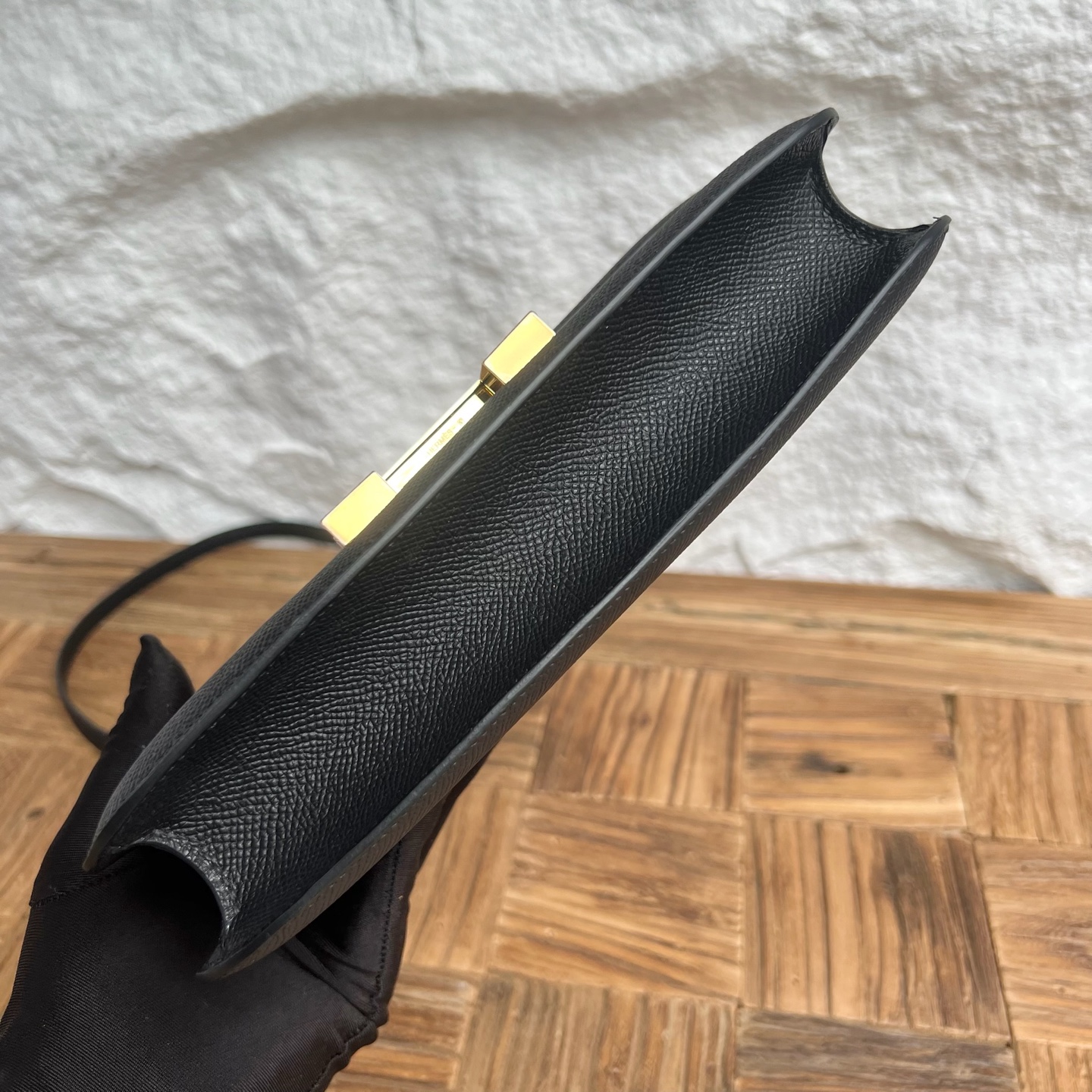 Constance elan 23cm🪞Mirror style Epsom Color: CC89 black Noir fully handmade wax thread sewing Ghw Stock - Image 9