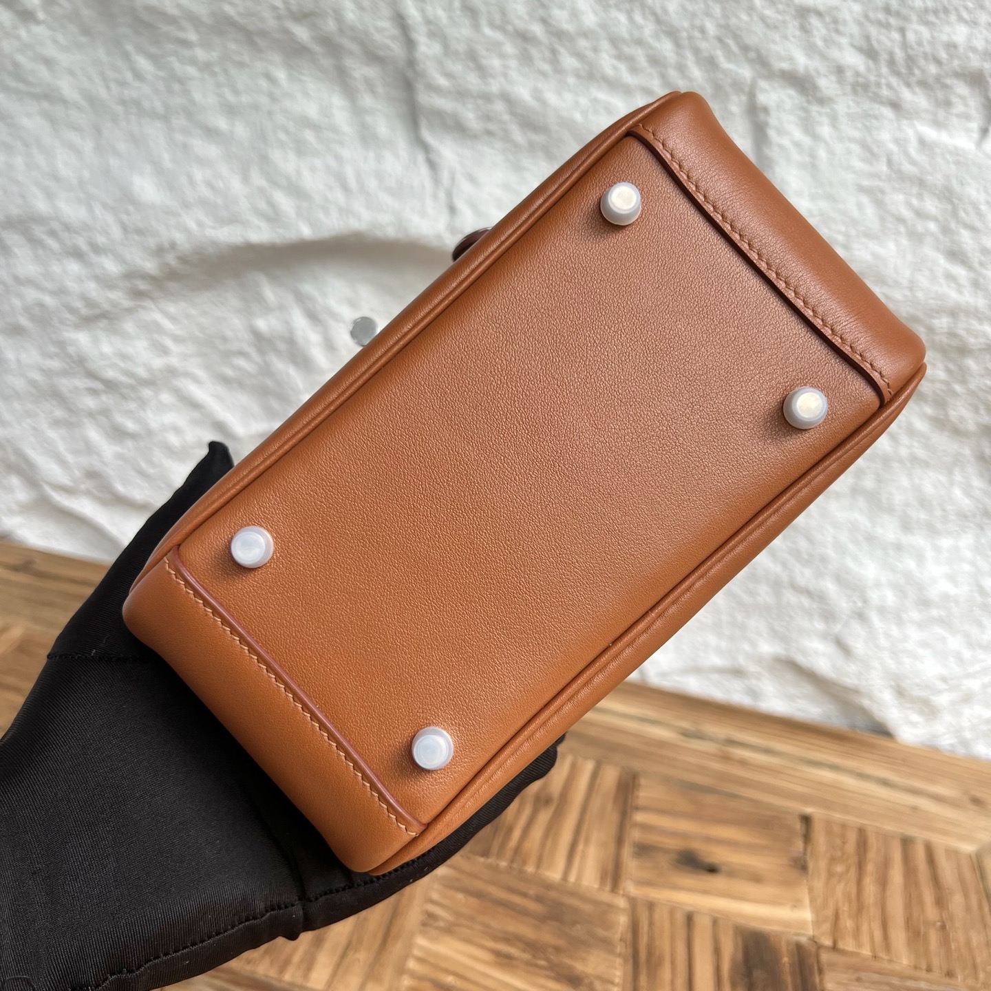 Mini Lindy 19cm Touch Swift with Matte American Alligator Color: Ck37 golden brown Gold Fully handmade wax thread sewing Silver buckle customized✈️ - Image 9