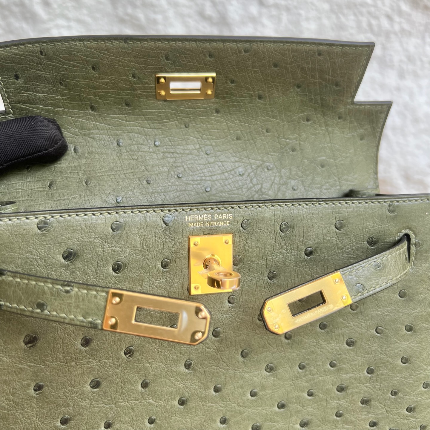 Kellydanse 22cm Ostrich Color: 6H olive green, fully handmade wax stitching Gold buckle customized✈️ - Image 5