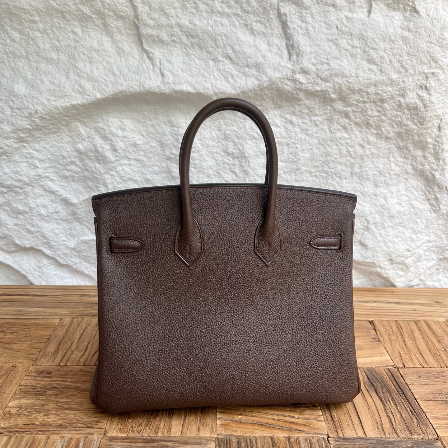 Birkin 25cm Togo is made of imported calfskin Color: 47 Chocolate Chocolate color Fully handmade wax thread sewing Gold buckle customized✈️ - Image 11