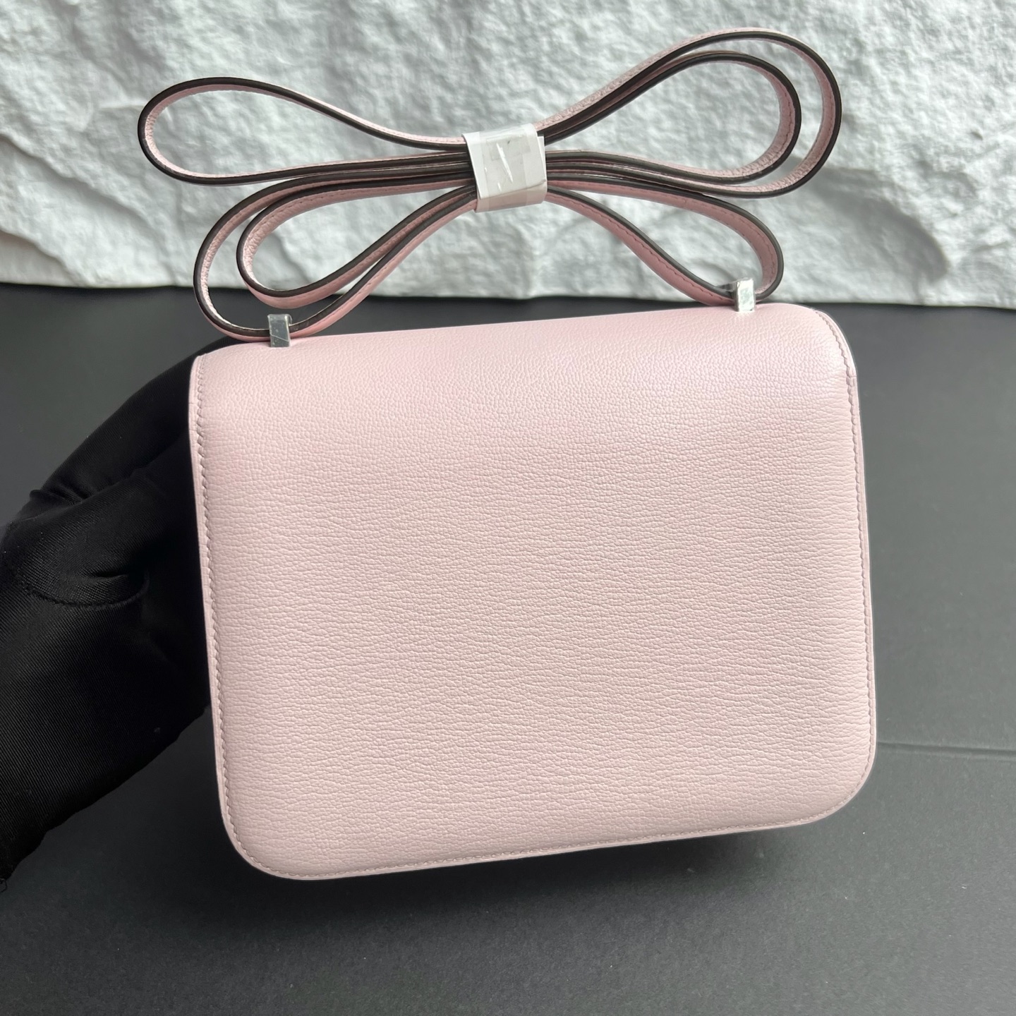 Constance 18cm Chever original imported goatskin Color: M7 Rose Darling Love Powder Fully handmade wax thread sewing Silver buckle customized✈️ - Image 5