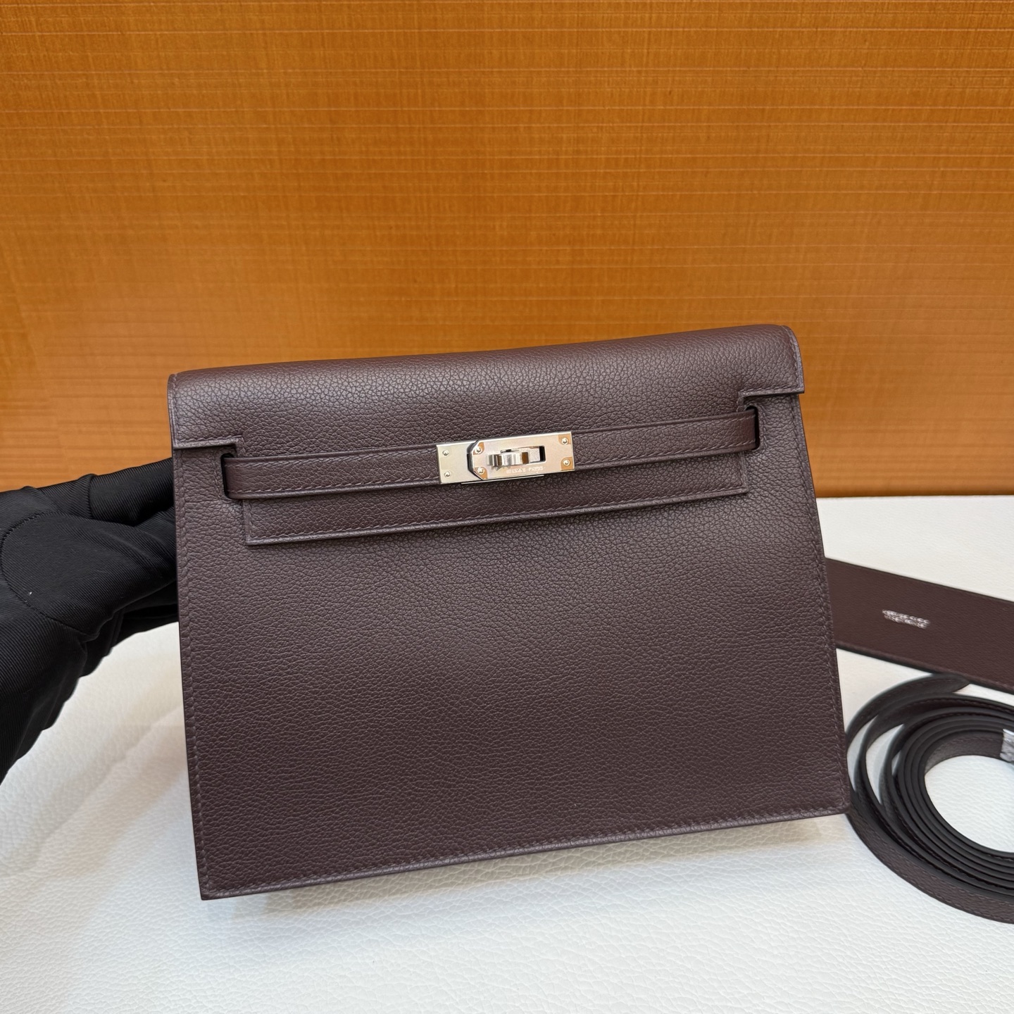 Kelly danse 22cm Evercolor Color: Ck46 ebony color Ebene fully handmade wax stitching Silver buckle customized✈️ - Image 2