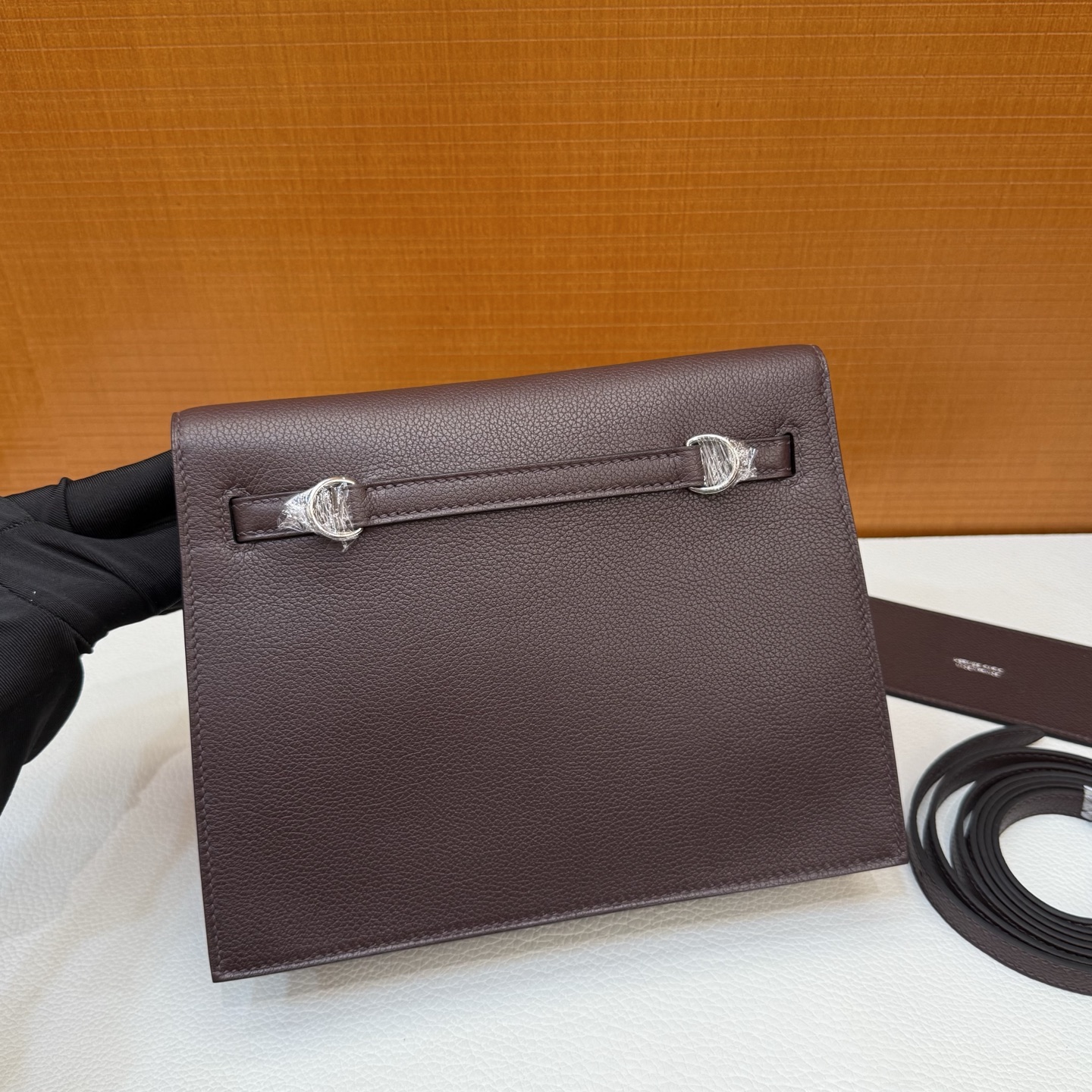 Kelly danse 22cm Evercolor Color: Ck46 ebony color Ebene fully handmade wax stitching Silver buckle customized✈️ - Image 5