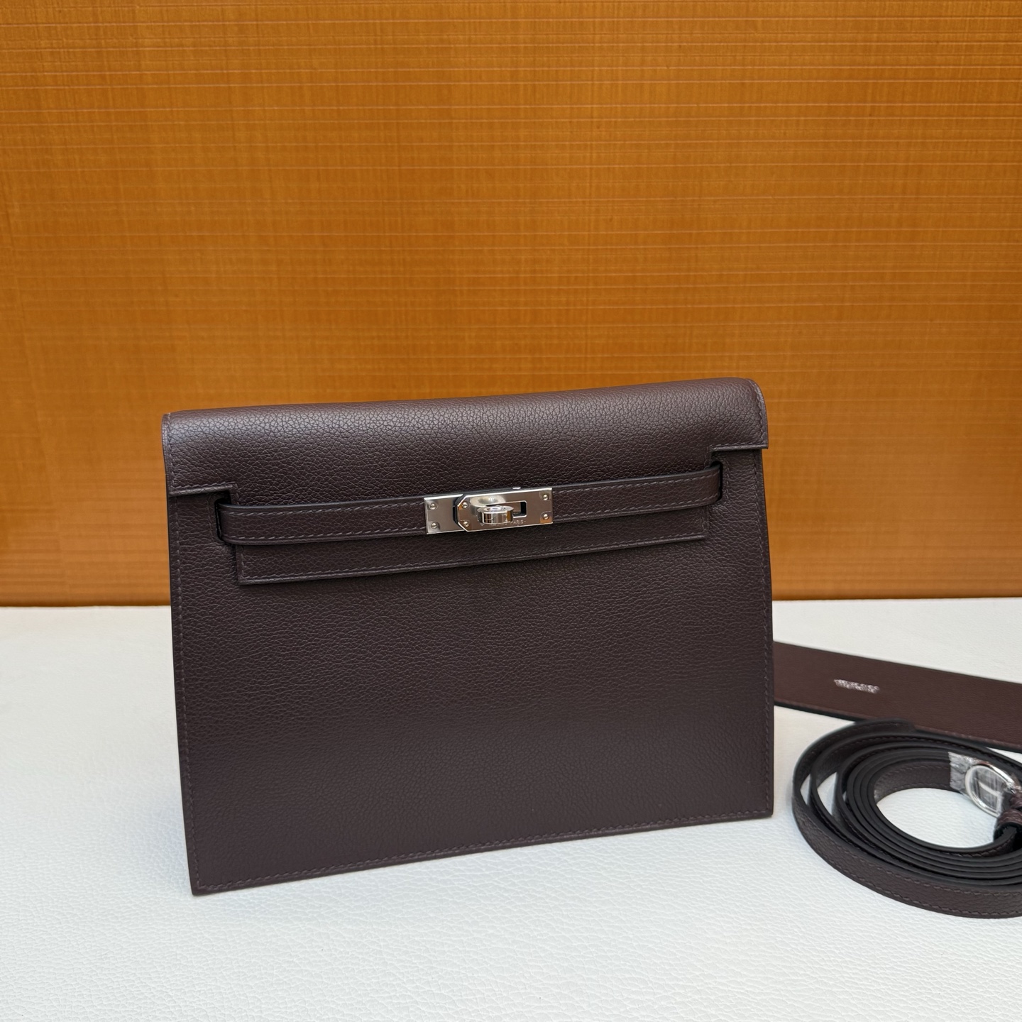 Kelly danse 22cm Evercolor Color: Ck46 ebony color Ebene fully handmade wax stitching Silver buckle customized✈️ - Image 11