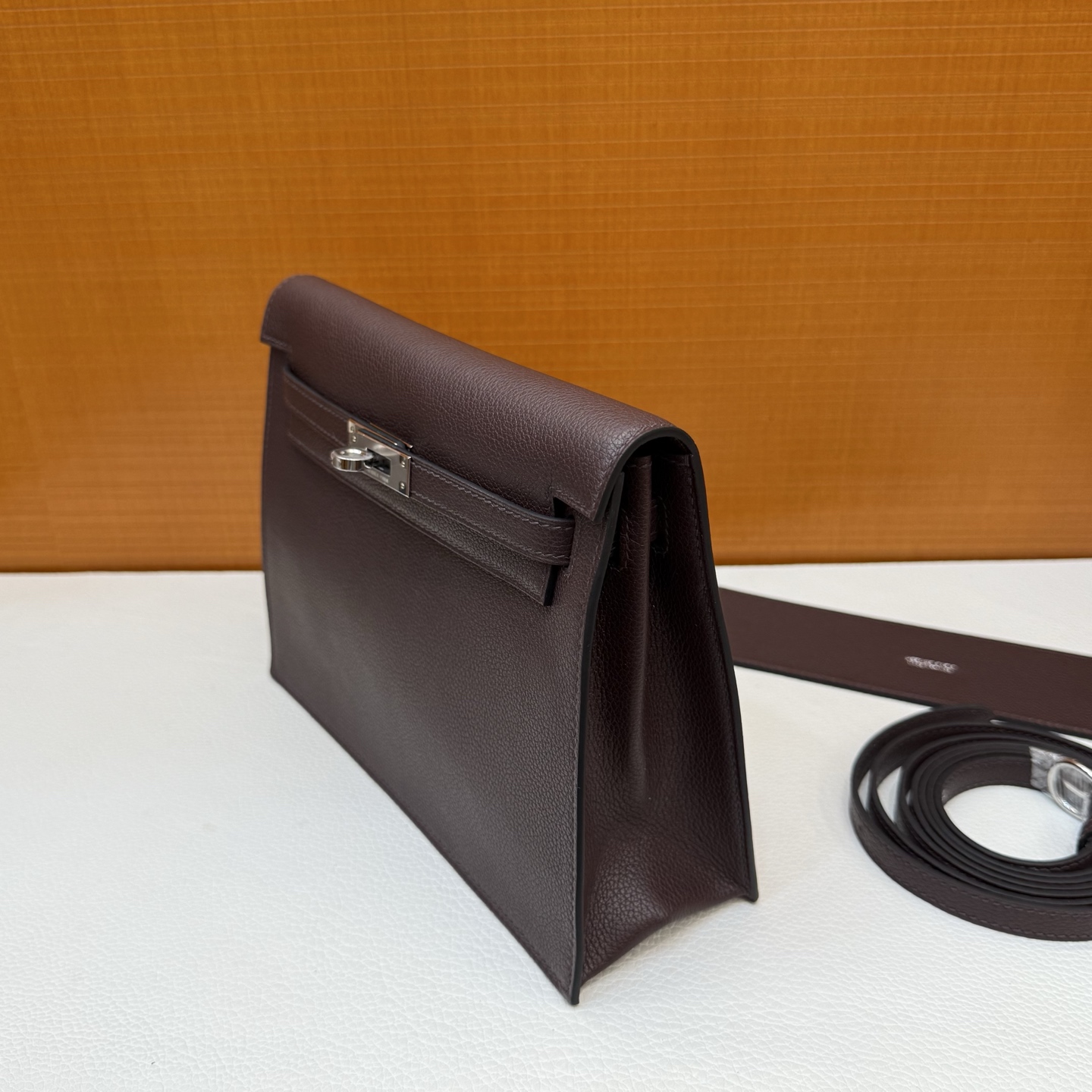 Kelly danse 22cm Evercolor Color: Ck46 ebony color Ebene fully handmade wax stitching Silver buckle customized✈️ - Image 12
