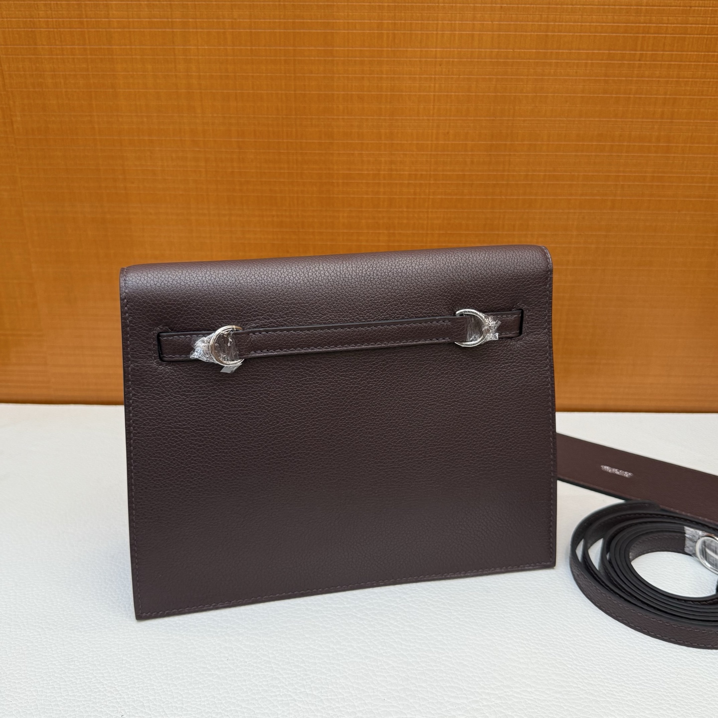 Kelly danse 22cm Evercolor Color: Ck46 ebony color Ebene fully handmade wax stitching Silver buckle customized✈️ - Image 13