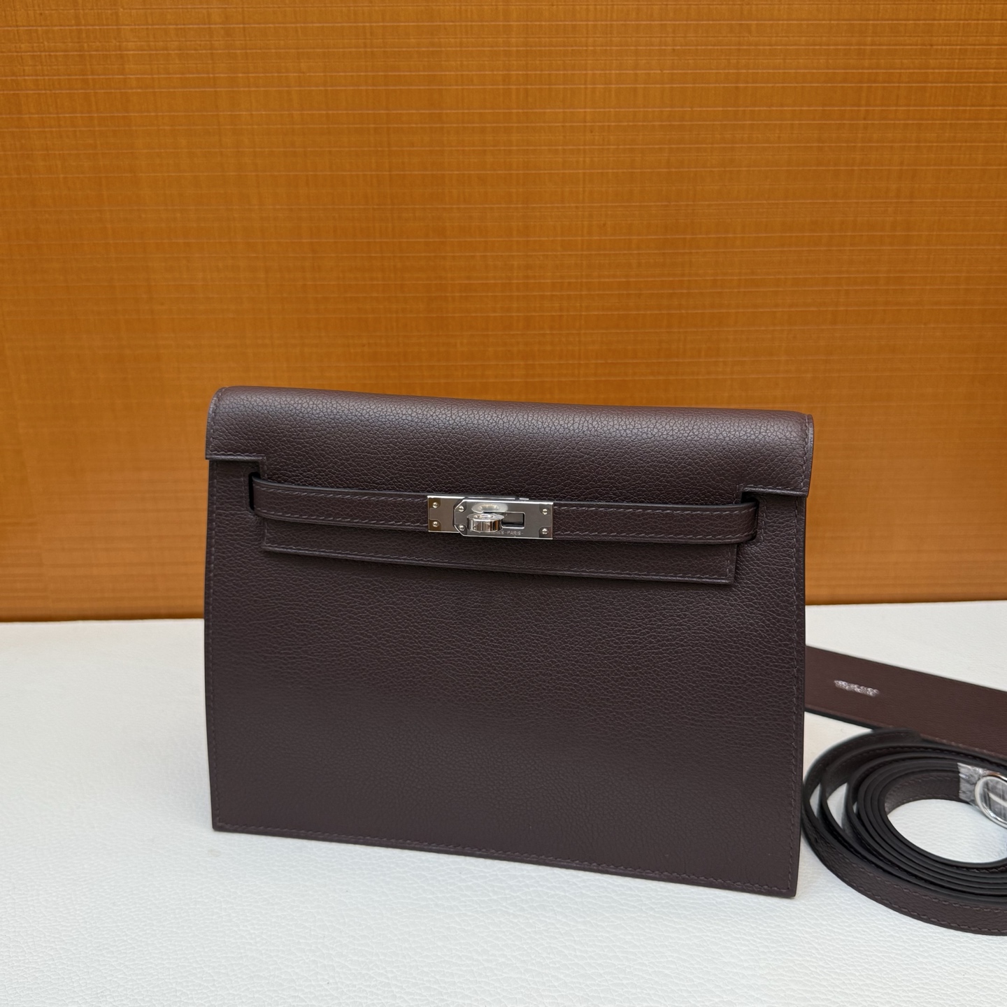 Kelly danse 22cm Evercolor Color: Ck46 ebony color Ebene fully handmade wax stitching Silver buckle customized✈️ - Image 14
