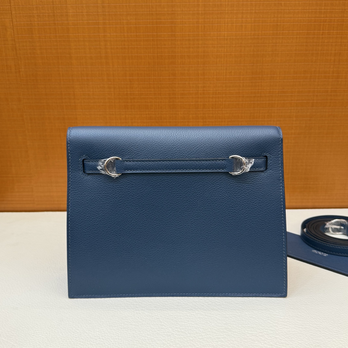 Kelly danse 22cm Evercolor Color: S4 Deep Blue, fully handmade wax stitching Silver buckle customized✈️ - Image 2