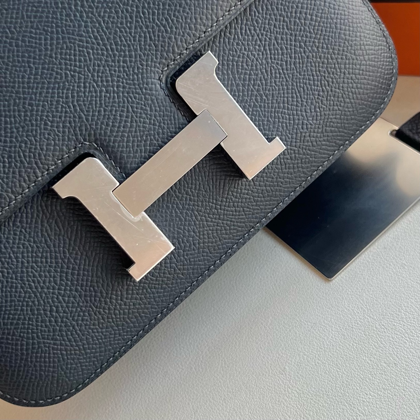 Constance 1-18 Mirror Style🪞Epsom Color: 2Z Midnight Blue Blue Nuit Fully handmade wax stitching Silver buckle customized✈️ - Image 2