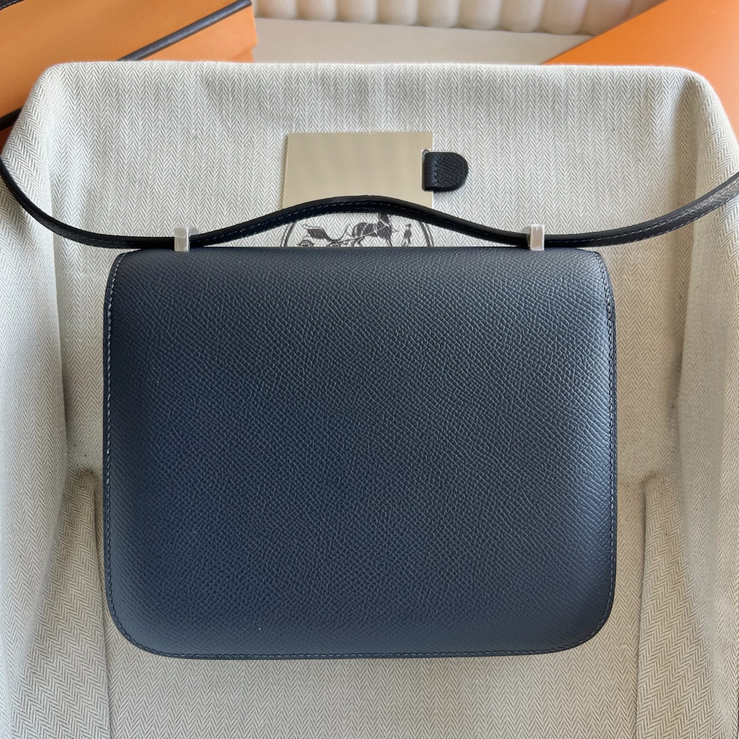 Constance 1-18 Mirror Style🪞Epsom Color: 2Z Midnight Blue Blue Nuit Fully handmade wax stitching Silver buckle customized✈️ - Image 11