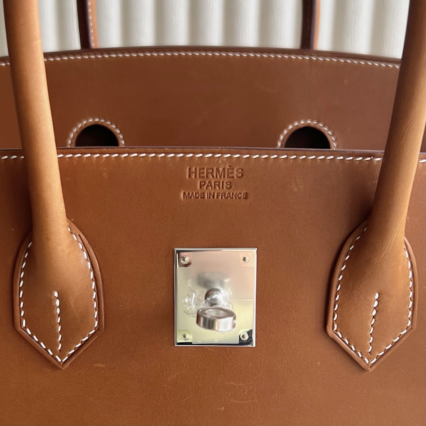 Birkin 35cm Barenia plain saddle leather Color: 34 original colors, silver buckle, fully handmade wax stitching Original hardware hand-engraved PHW customized✈️ - Image 7