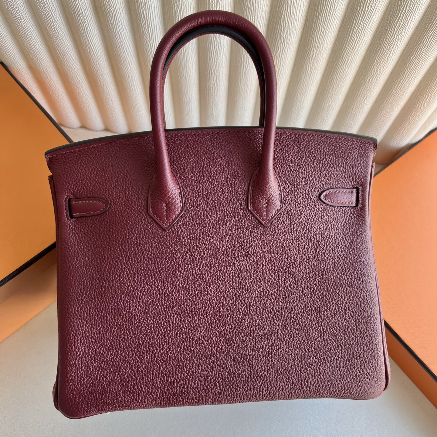 Birkin 25cm Togo original calfskin imported from Germany Color: 55 Hermès red Rouge H, fully handmade wax stitching Gold buckle customized✈️ - Image 4