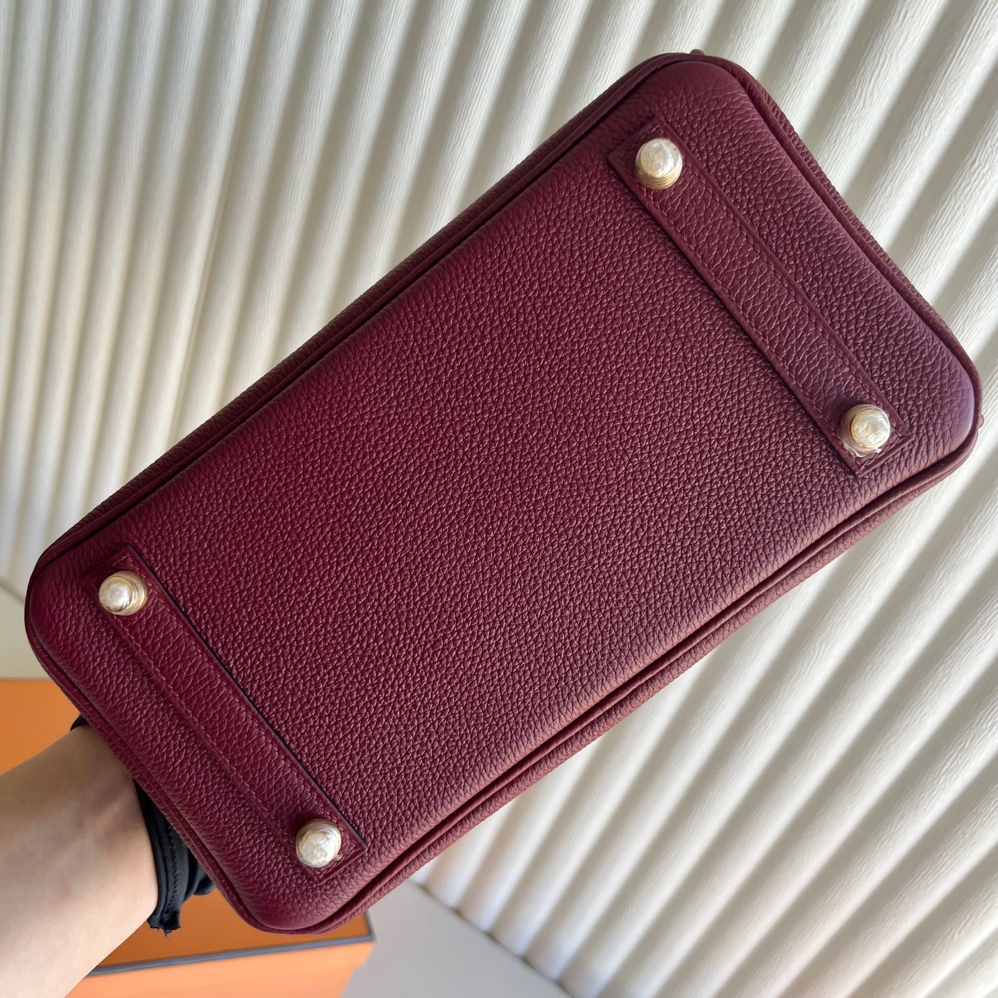 Birkin 25cm Togo original calfskin imported from Germany Color: 55 Hermès red Rouge H, fully handmade wax stitching Gold buckle customized✈️ - Image 9